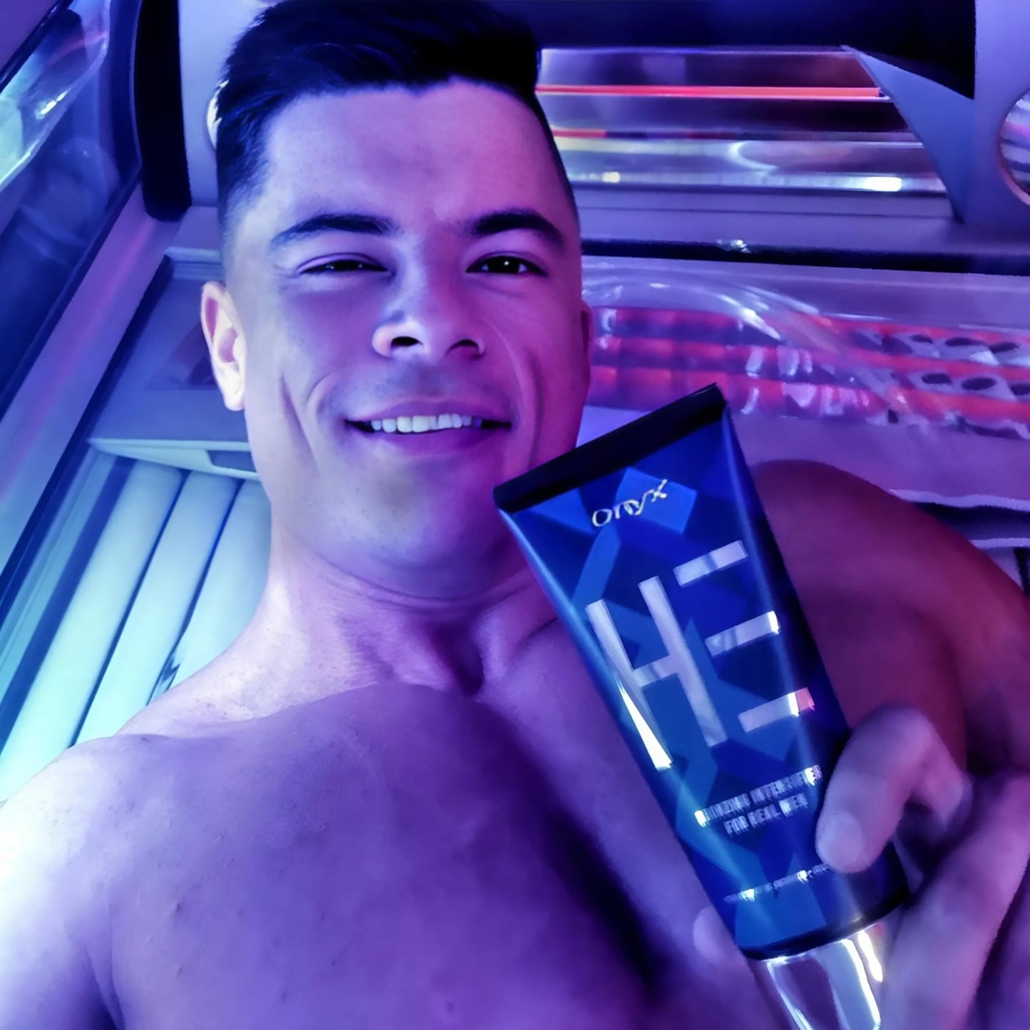 Onyx HE Tanning Bed Lotion for Men - Indoor Tan Accelerator & Bronzer with Muscle Bronzing Complex, Skin Firming & Moisturizing Formula