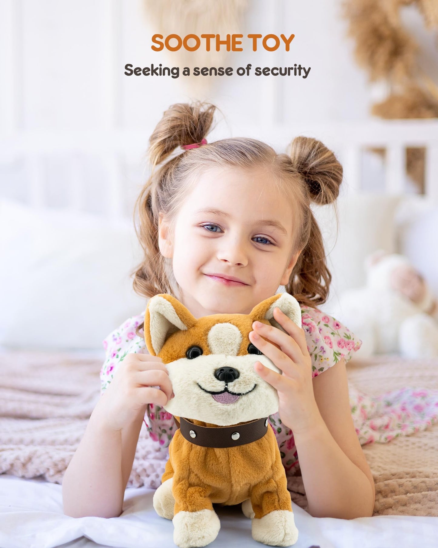 Airbition Interactive Plush Puppy Dog Toy with Remote, Walking Barking Tail Wagging Stuffed Animal + 11 Accessories for Kids Ages 2–4