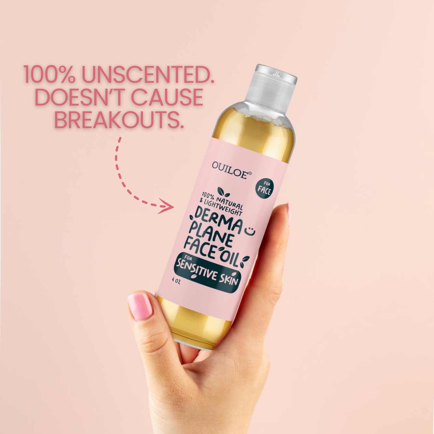 Dermaplane Face Shaving Oil for Women – Sensitive Skin, Non-Comedogenic, Fragrance-Free, Lightweight, Natural, 2oz by Ouiloe