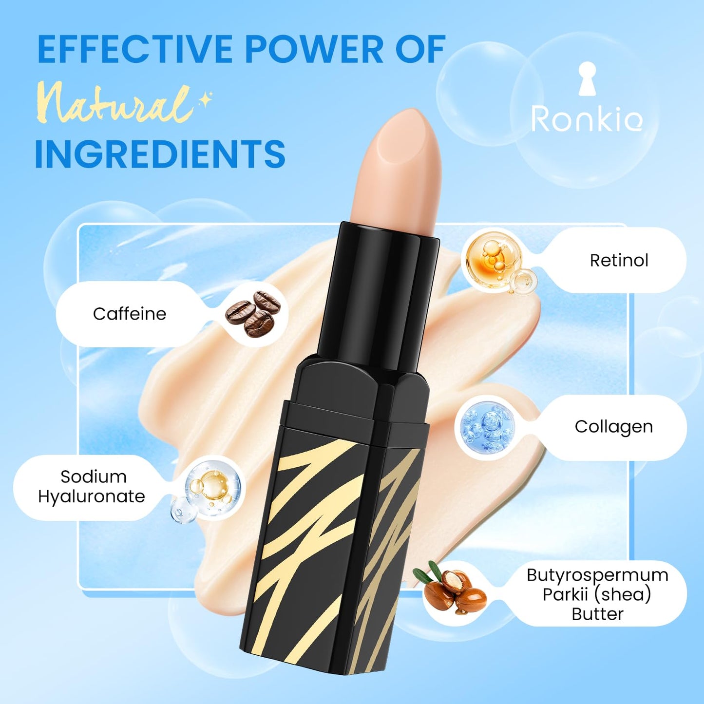RONKIE Caffeine Eye Cream for Dark Circles: Caffeine Eye Stick - Smooth Fine Lines and Hydrate Eye Area