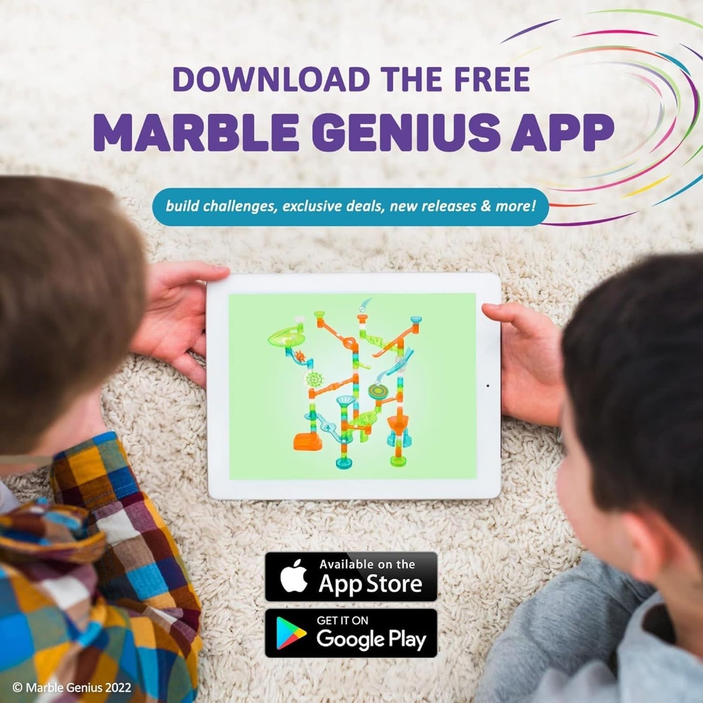 Marble Genius Marble Run Booster Set, 20 Pieces - Building Blocks Toy Add-On for Ages 3+, Instruction App Access, Primary Colors
