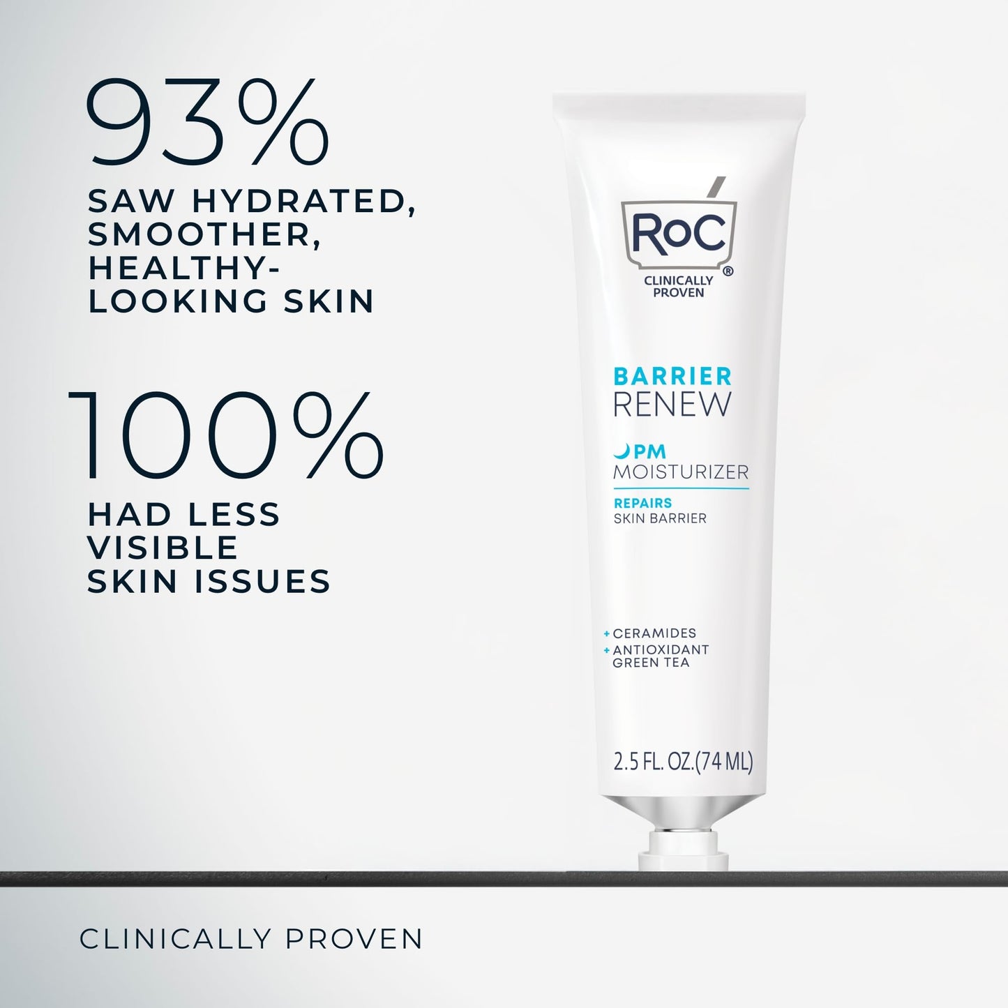 RoC Barrier Renew Night Moisturizer 2.5oz with Ceramides, Green Tea & Lipo Peptides + Retinol Eye Cream Packette for Skin Renewal