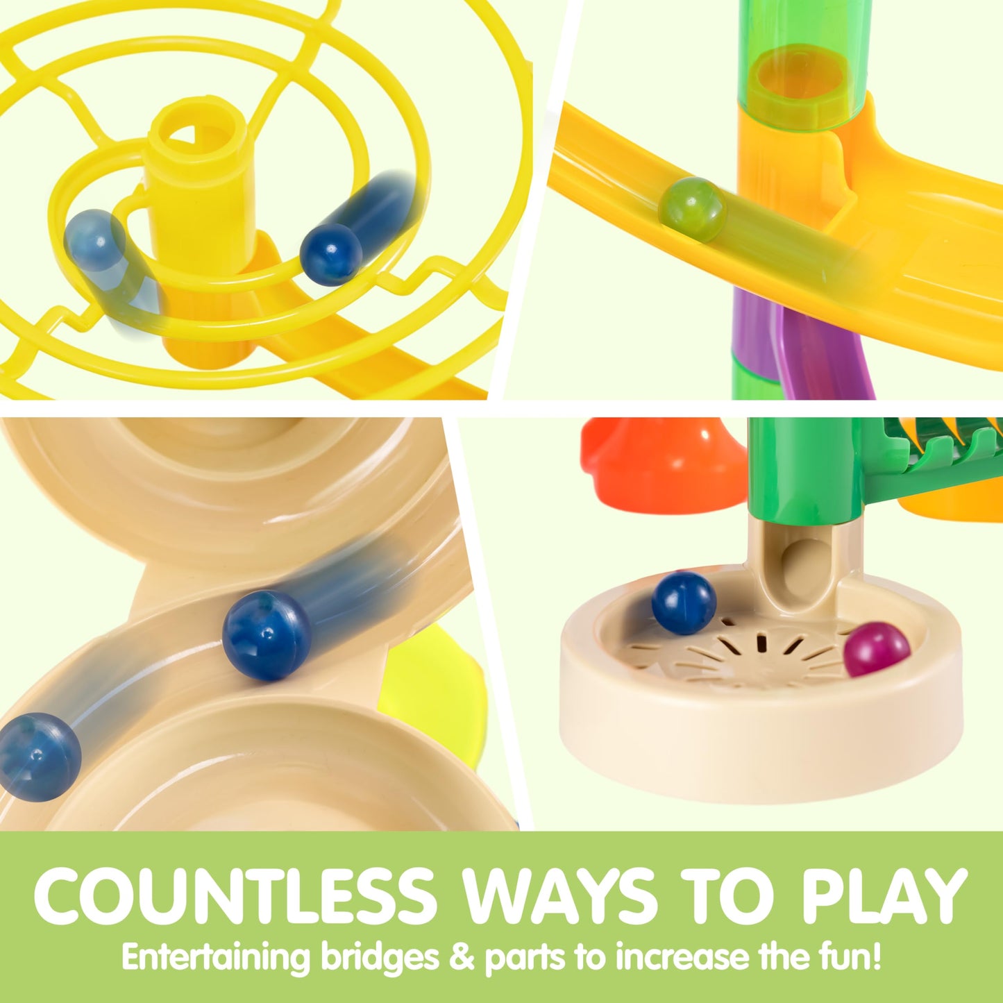 JOYIN 236-Piece Glowing Marble Run with Motorized Elevator, 30 Glow-in-the-Dark Marbles, STEM Building Toy for Kids Gift