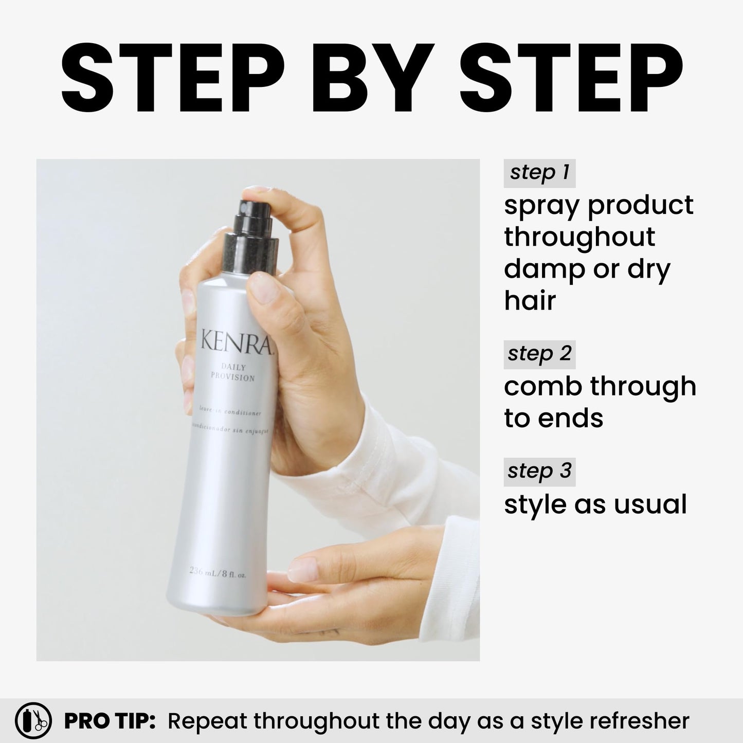 Kenra Professional Daily Provision Leave-In Conditioner – Hydrates, Detangles, Adds Shine, Tames Frizz, Protects from Heat & Humidity – 8 fl oz