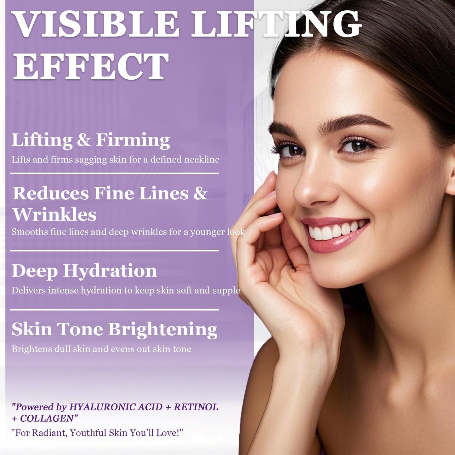 Retinol Face & Neck Cream – Anti-Aging Moisturizer with Collagen & Hyaluronic Acid, Firms & Tightens Skin, Day & Night, 1.7 oz