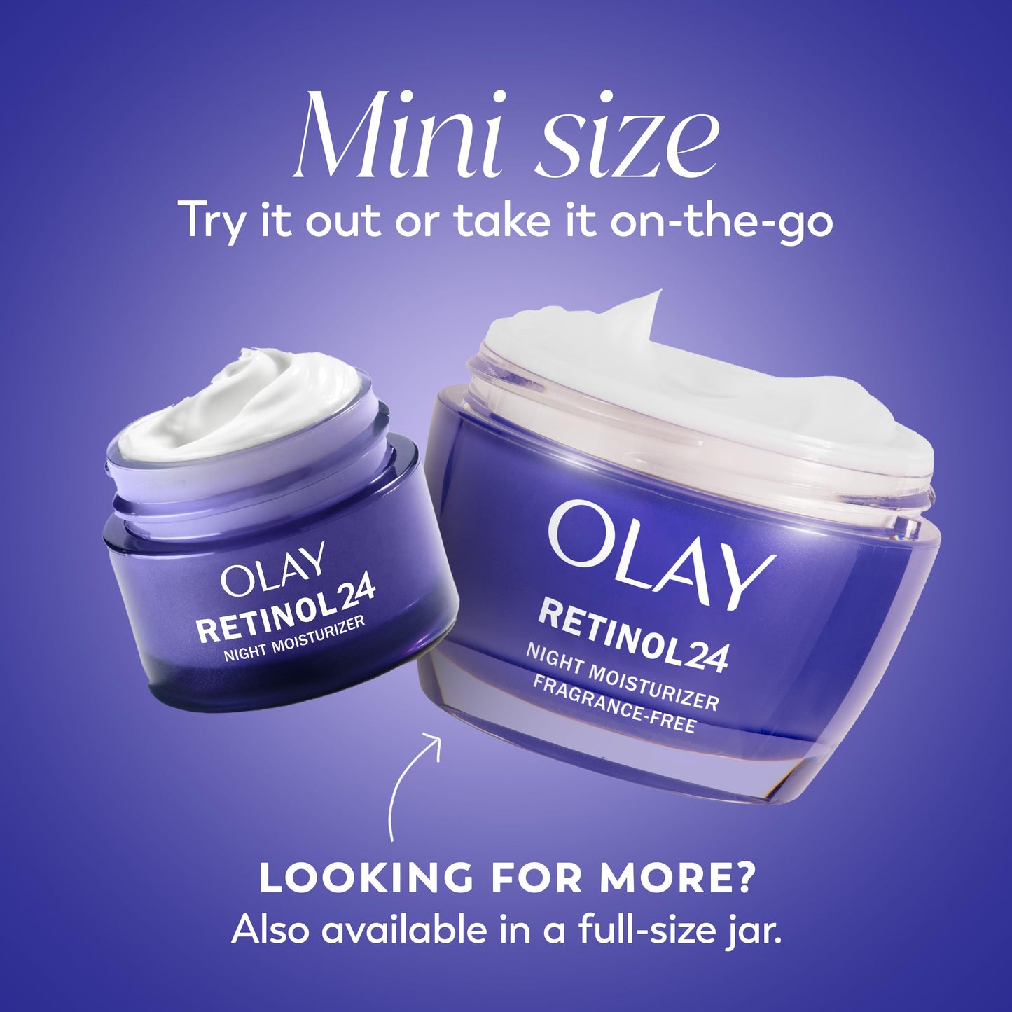 Olay Retinol 24 Night Face Moisturizer Trial Size, Anti-Aging, Smooths Fine Lines & Wrinkles, Fragrance-Free, Non-Greasy, 0.5 oz