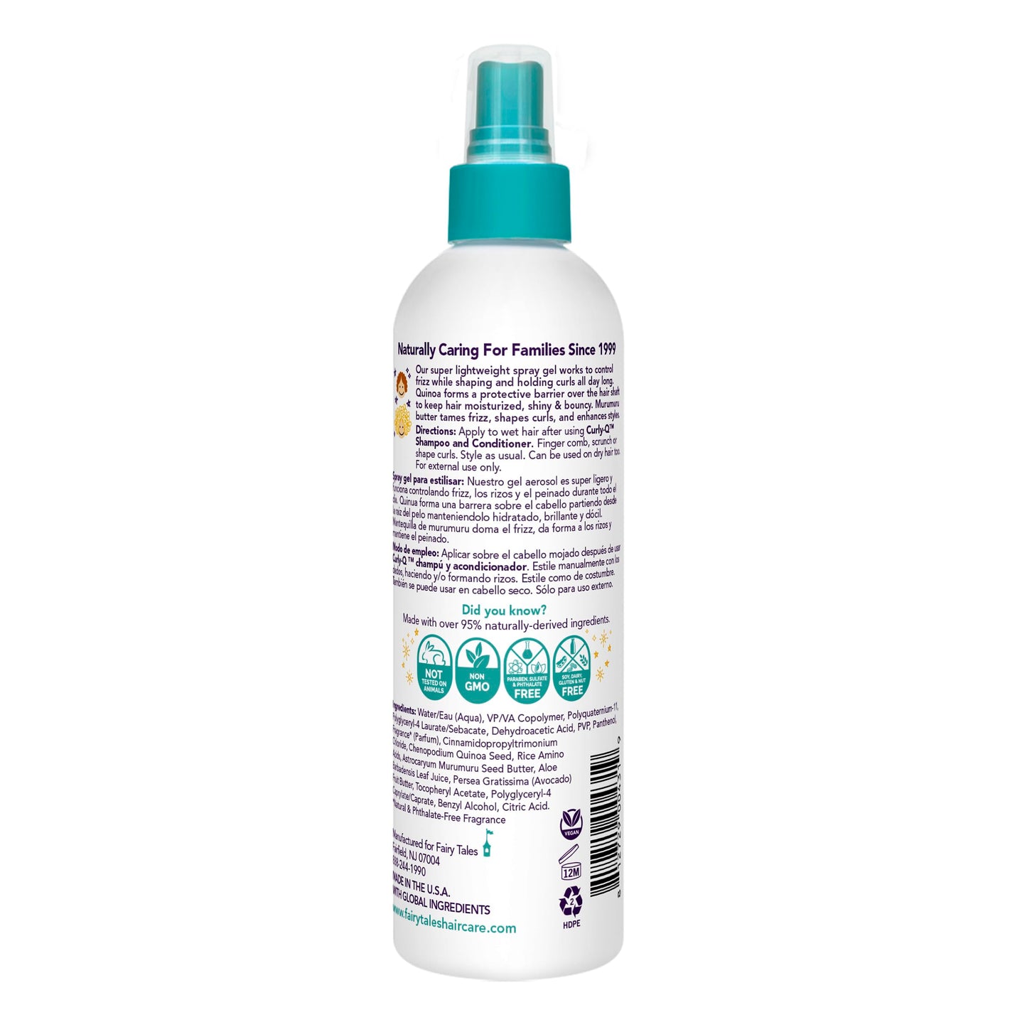 Fairy Tales Curly Q Kids Styling Spray Gel – Defines & Tames Curls – Paraben, Sulfate, Gluten & Nut Free – For All Curl Types – 8 oz