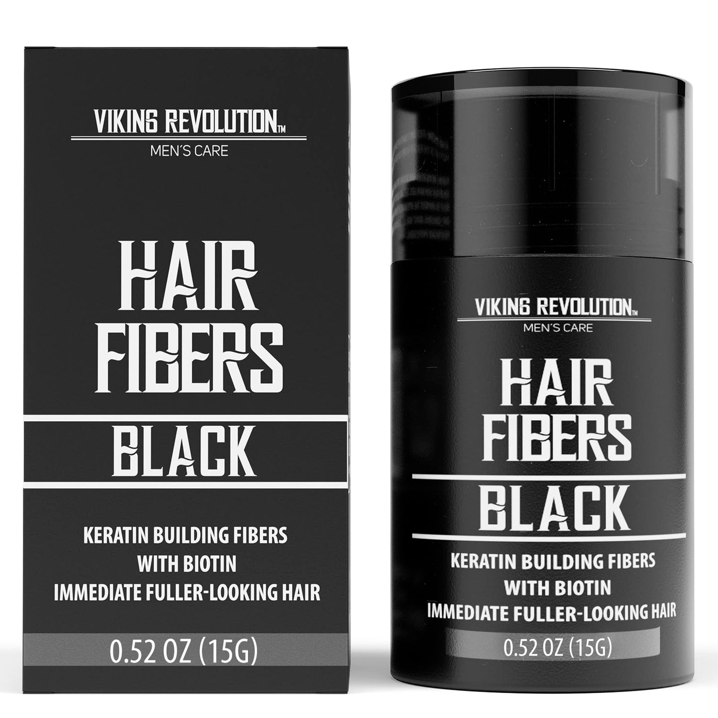 Viking Revolution Hair Fibers for Men – Thicken Thinning Hair & Cover Bald Spots with Keratin & Biotin, 0.52oz