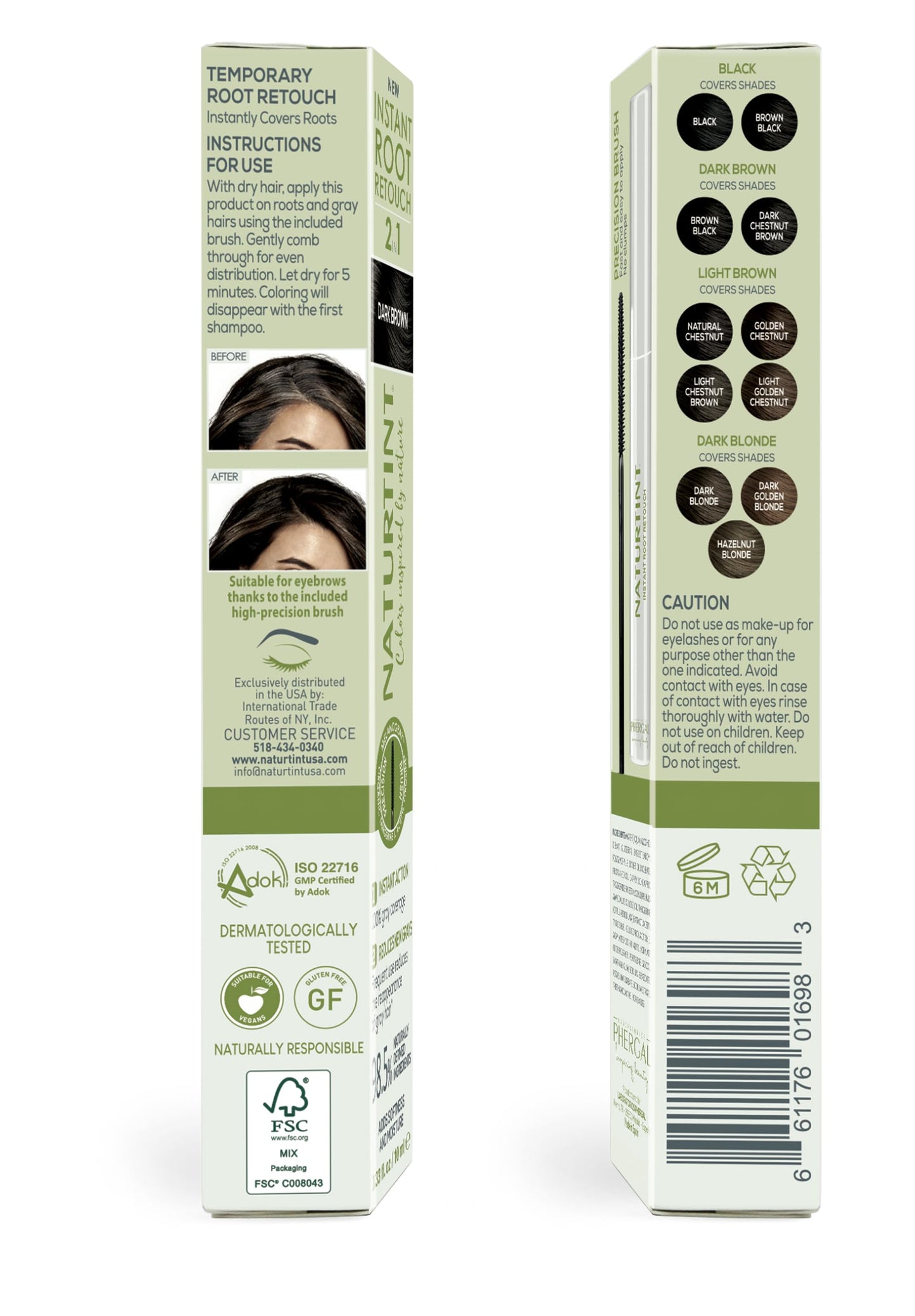 Naturtint Instant Root Retouch - Dark Brown 2-in-1 Gray Coverage, 0.33 fl oz