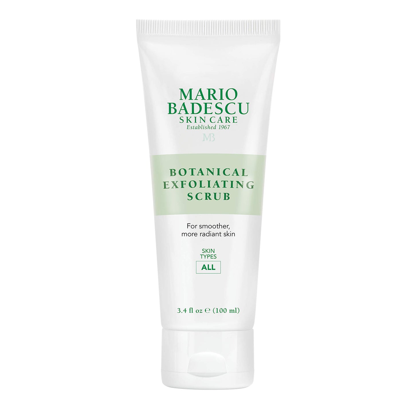 Mario Badescu Botanical Exfoliating Scrub for All Skin Types, Face Wash with Ivory Palm Seeds & Green Tea, Gentle 3.4 Fl Oz