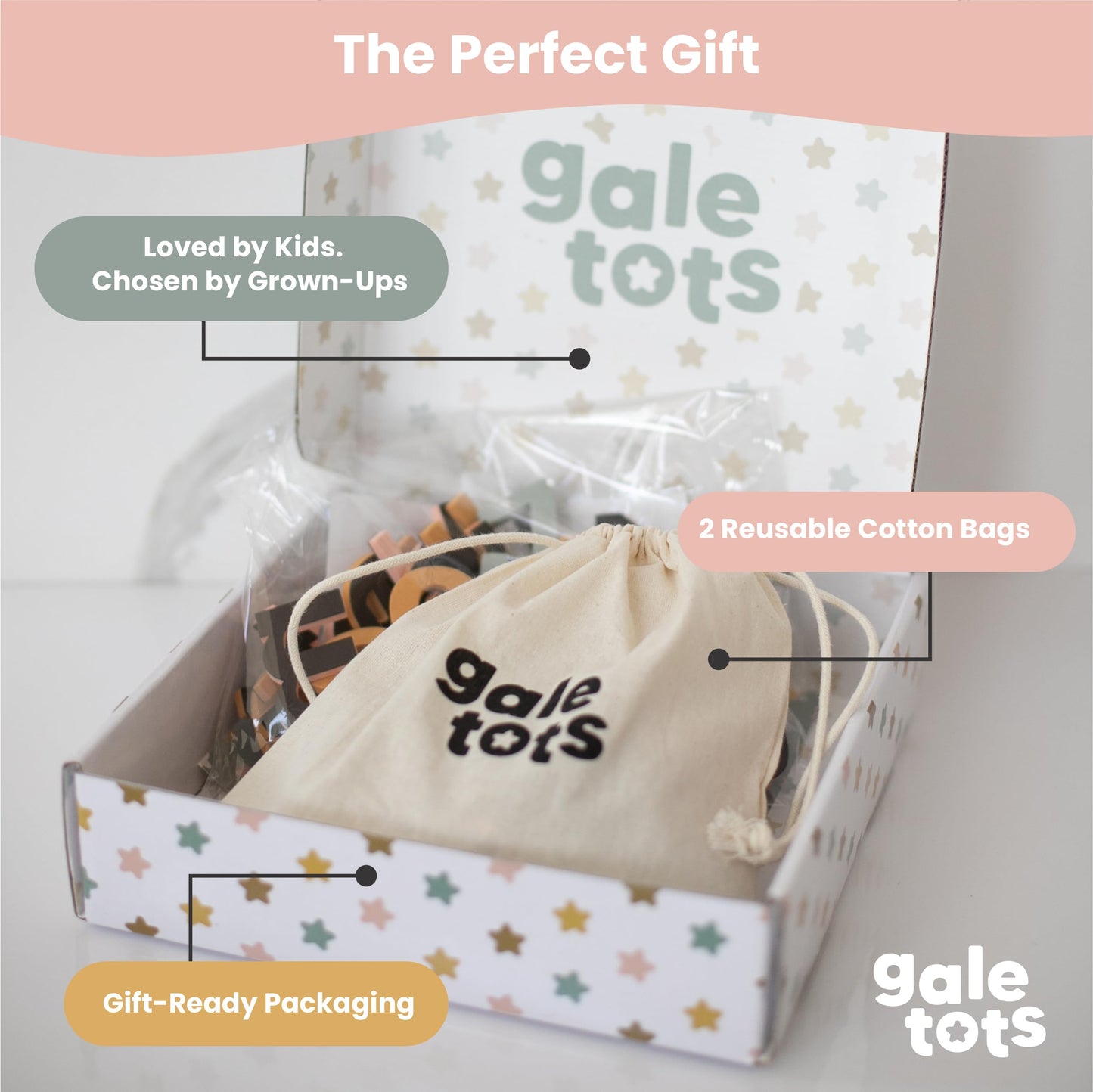 Gale Tots Magnetic Letters and Numbers - 135 PCS Alphabet Magnets in Soft Foam - Neutral Aesthetic Colors ABC Fridge Magnets for Kids