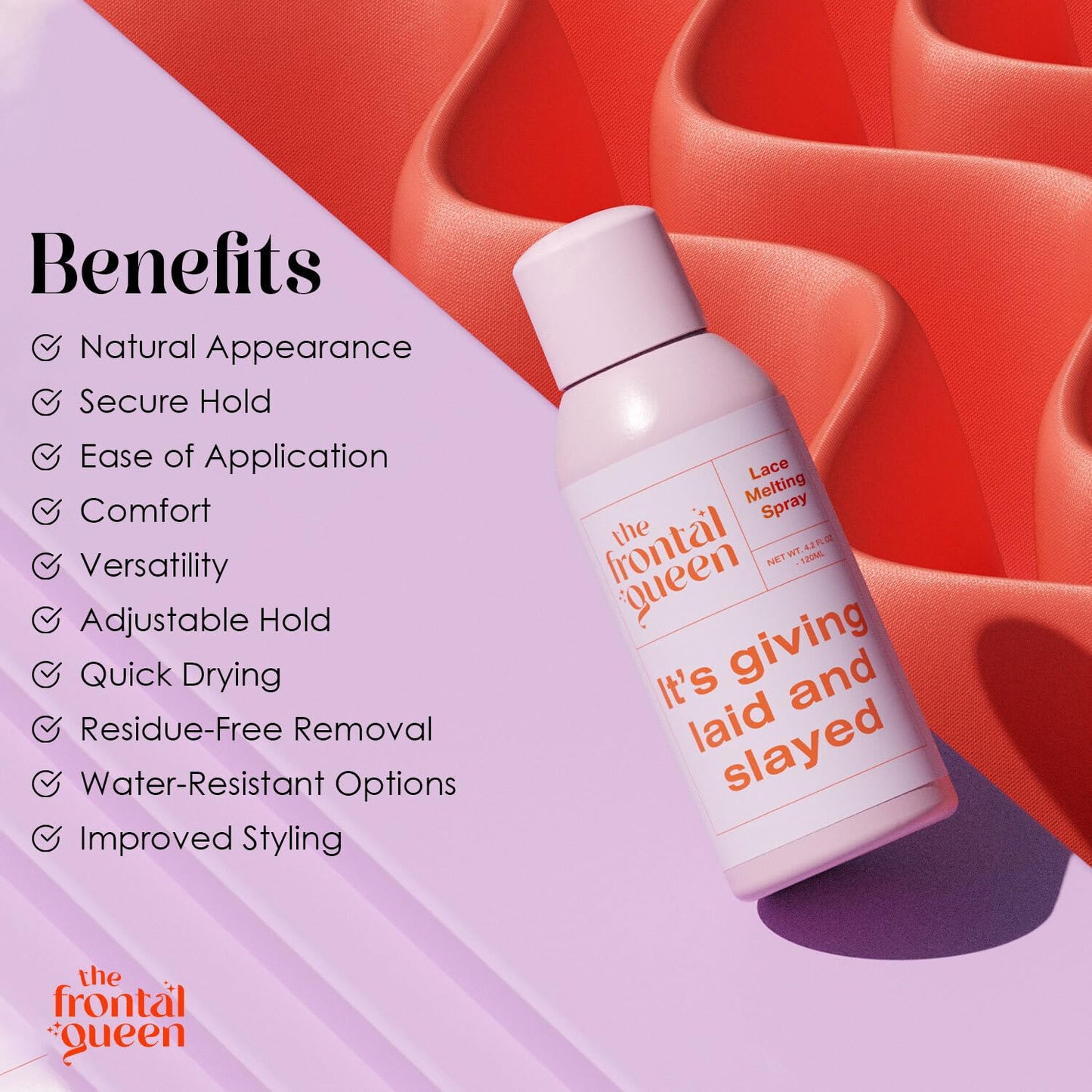 The Frontal Queen Ashy Lace Melting Spray – Extra Hold Adhesive for Lace Wigs, No Residue, Long-Lasting & Safe Formula, 4.2 oz