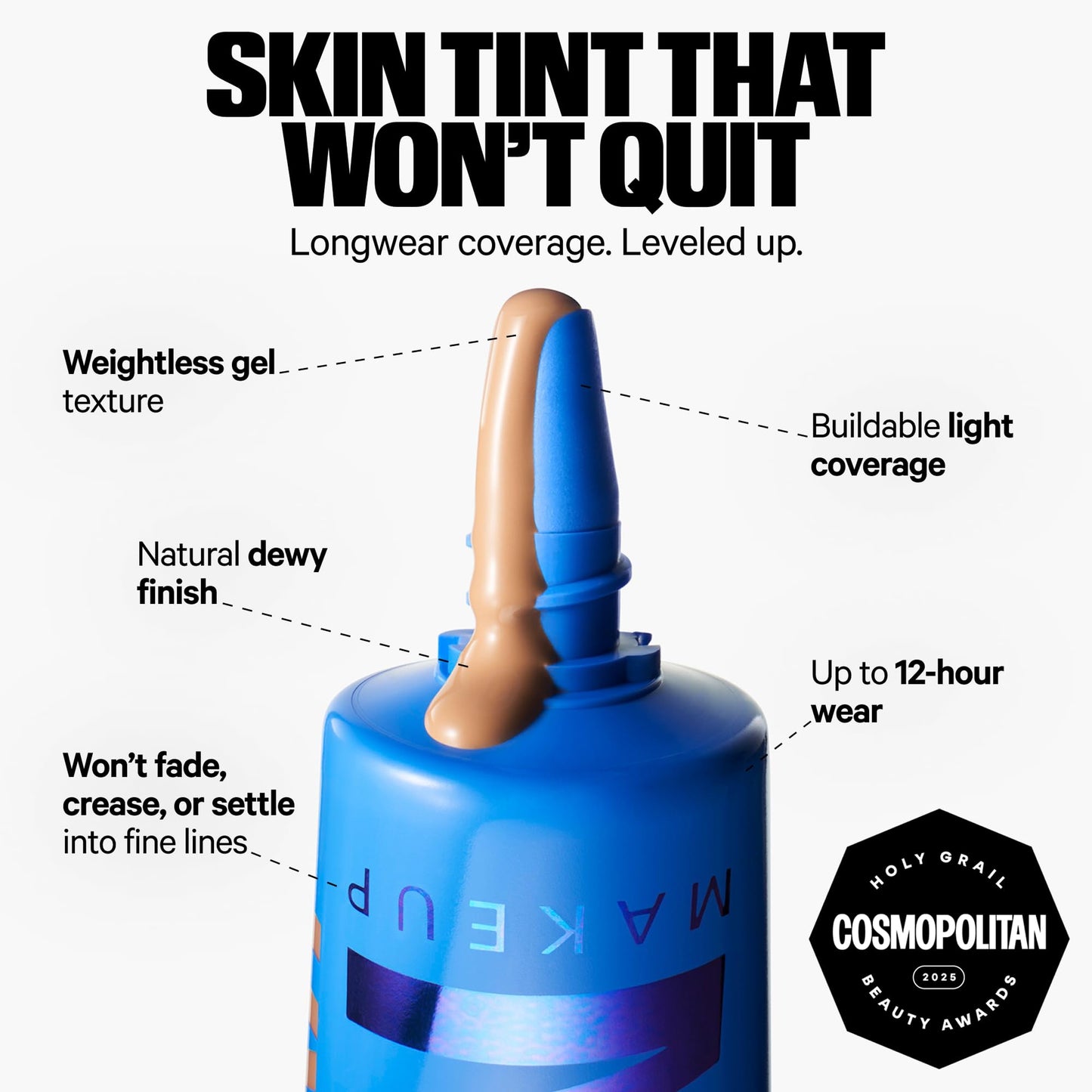 Milk Makeup Hydro Grip Hydrating Gel Skin Tint – Buildable Dewy Coverage, Hyaluronic Acid, Non-Comedogenic, 6 Light/Medium, 1oz