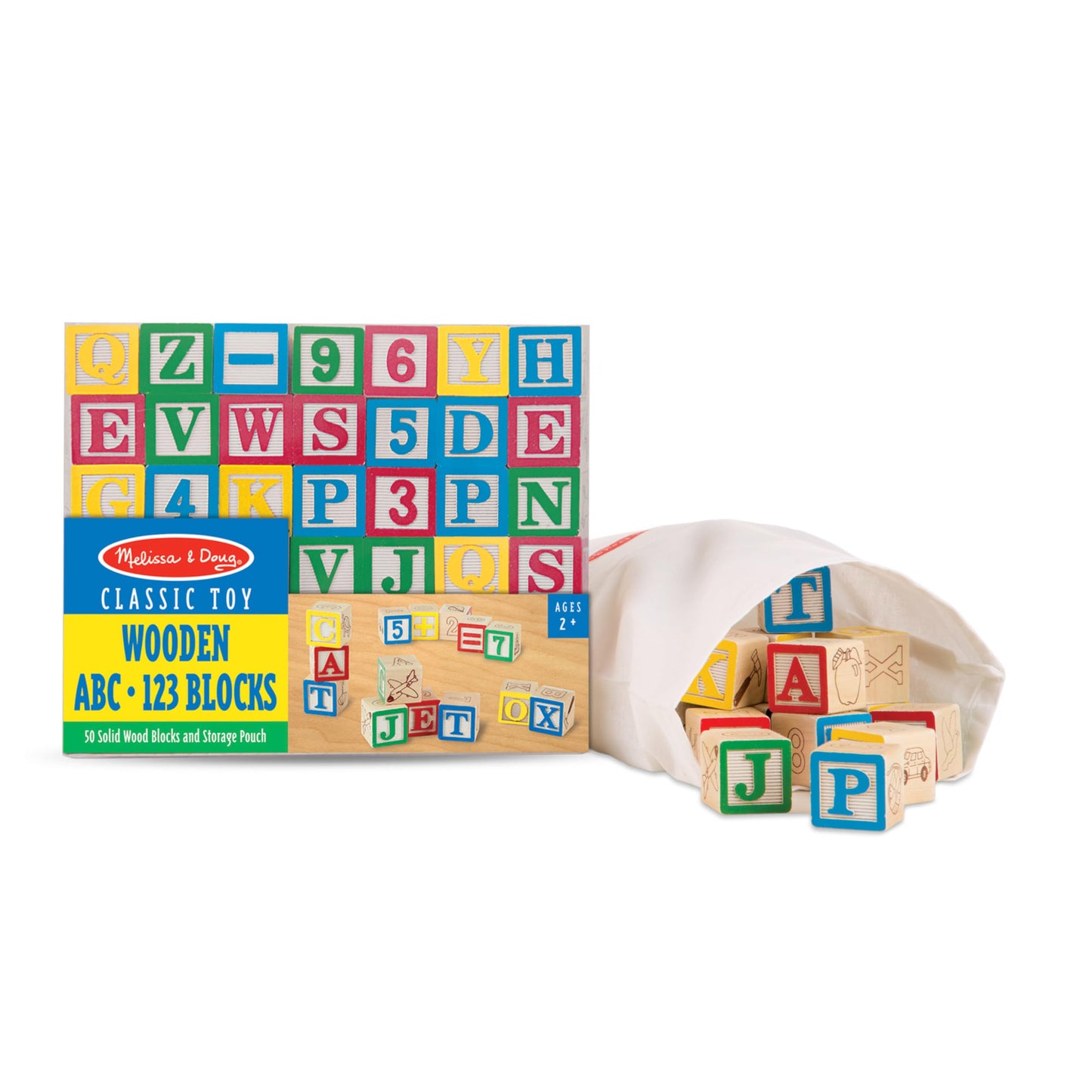 Melissa & Doug Deluxe Wooden ABC/123 1-Inch Blocks Set with Storage Pouch (50 pcs)