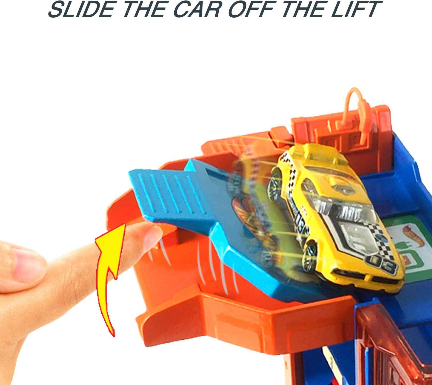 Hot Wheels City Toy Car Track Set, Downtown Car Park Playset with 1:64 Scale Vehicle, 4 Levels, Working Lift & Exit Chute