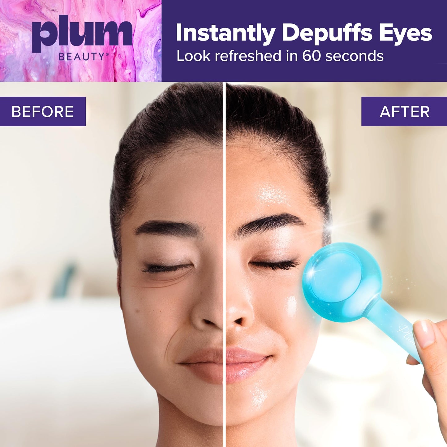 Plum Beauty Facial Ice Globes - Cooling Massage Tools for Refreshing Skincare Routine, Enhances Self Care, Reduces Puffiness - Set of 2