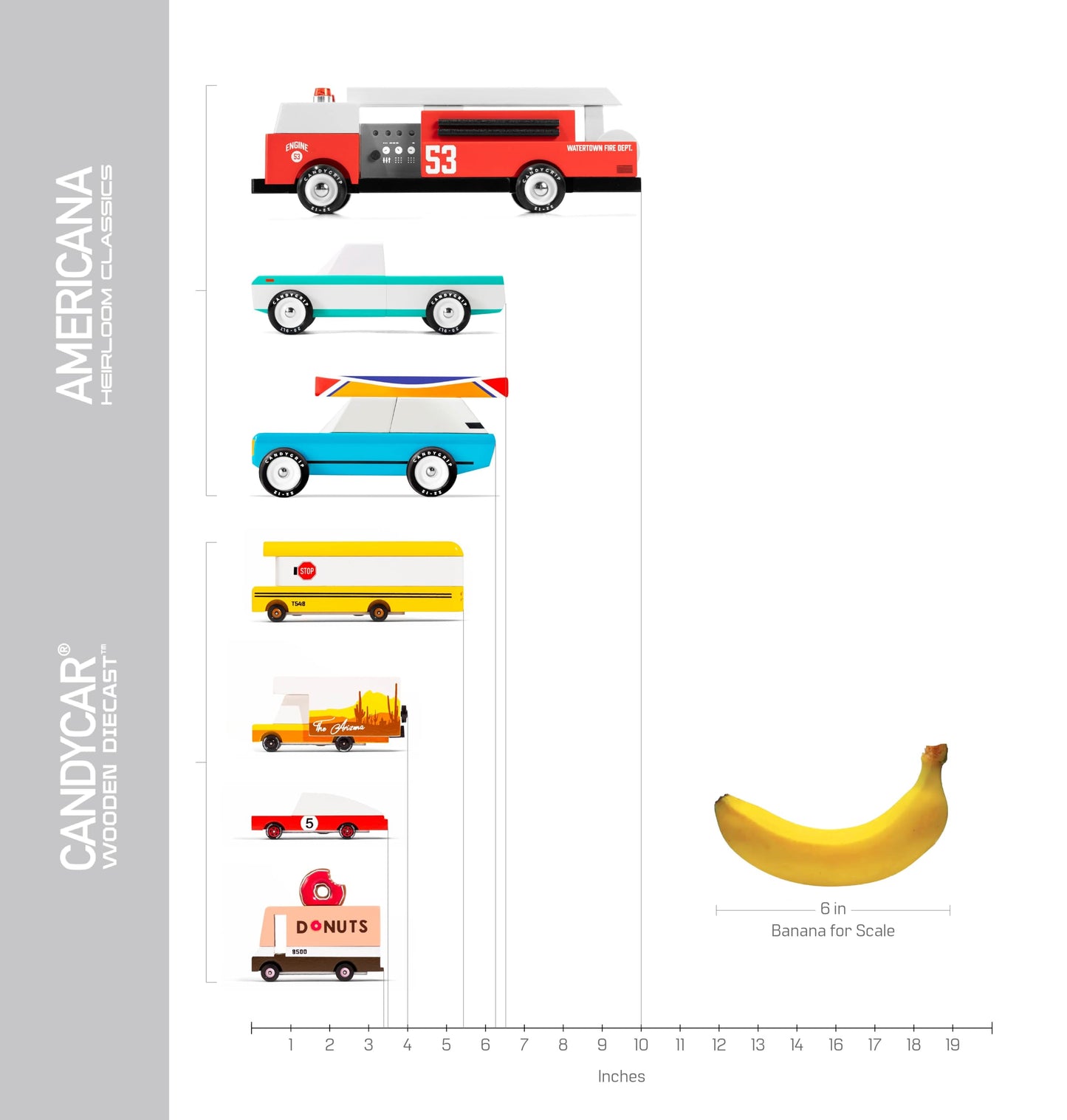 CANDYCAR® Wooden Diecast Collection - Ambulance Van, Premium Handcrafted Beech Wood Toy Car