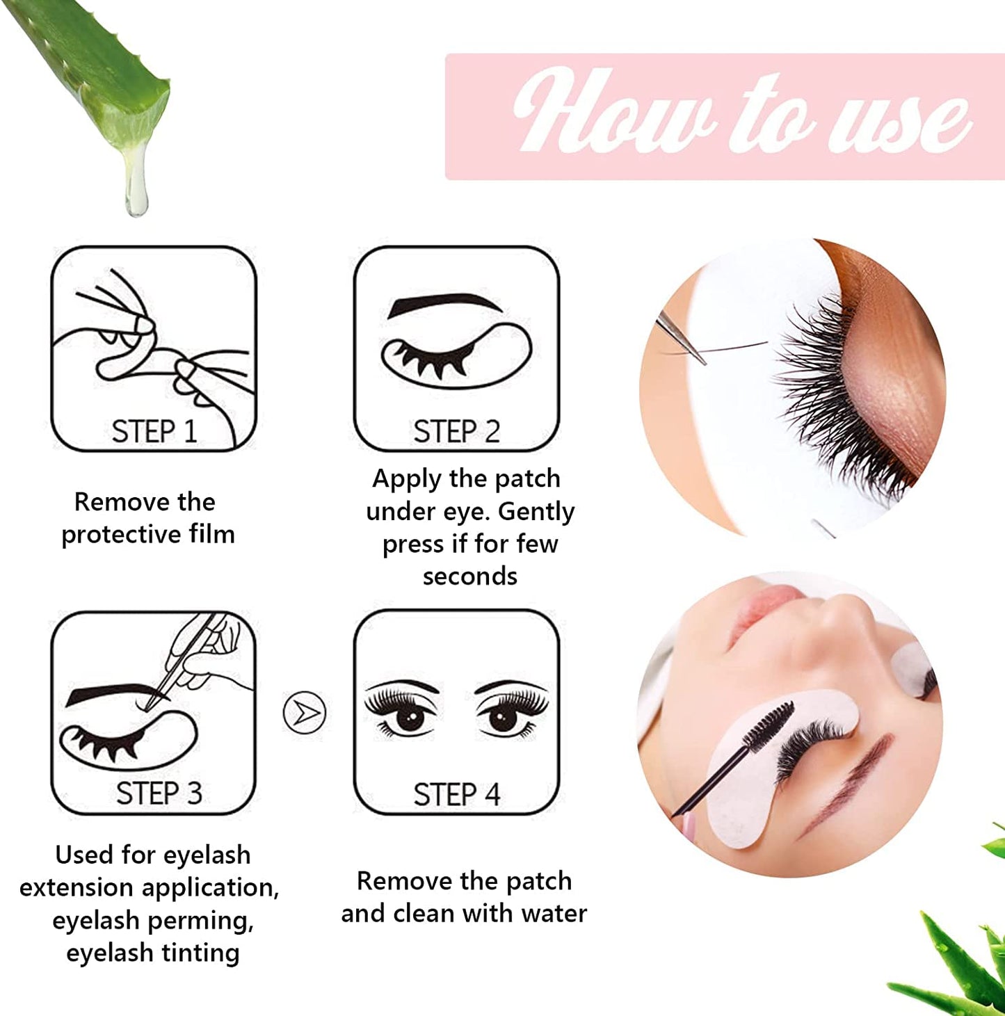 GreenLife 200 Pairs Natural Eyelash Extension Under Eye Gel Pads – Collagen & Aloe Vera Hydrogel Patches, Lash Extension Supplies