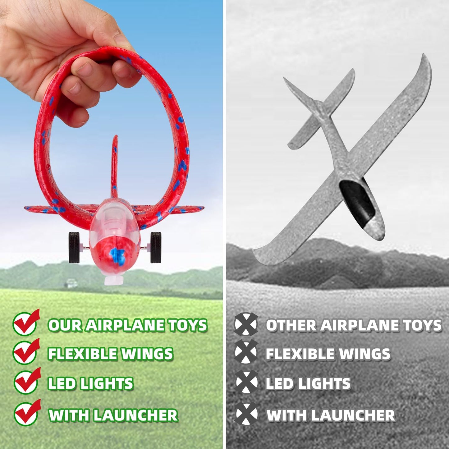 Neoot 3-Pack Airplane Launcher Toys for Kids Ages 3-12 – Glider Planes with 2 Flight Modes, Outdoor Fun & Educational Birthday Gift