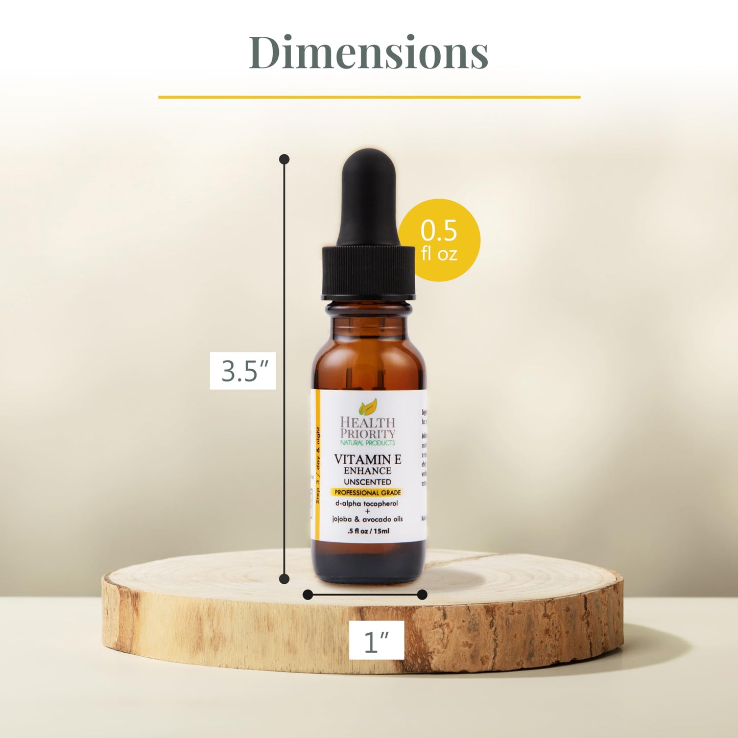 Health Priority Naturals Organic Vitamin E Oil 0.5oz – 15000 IU Serum with Jojoba & Avocado for Skin, Hair, Face, Unscented, Non-GMO