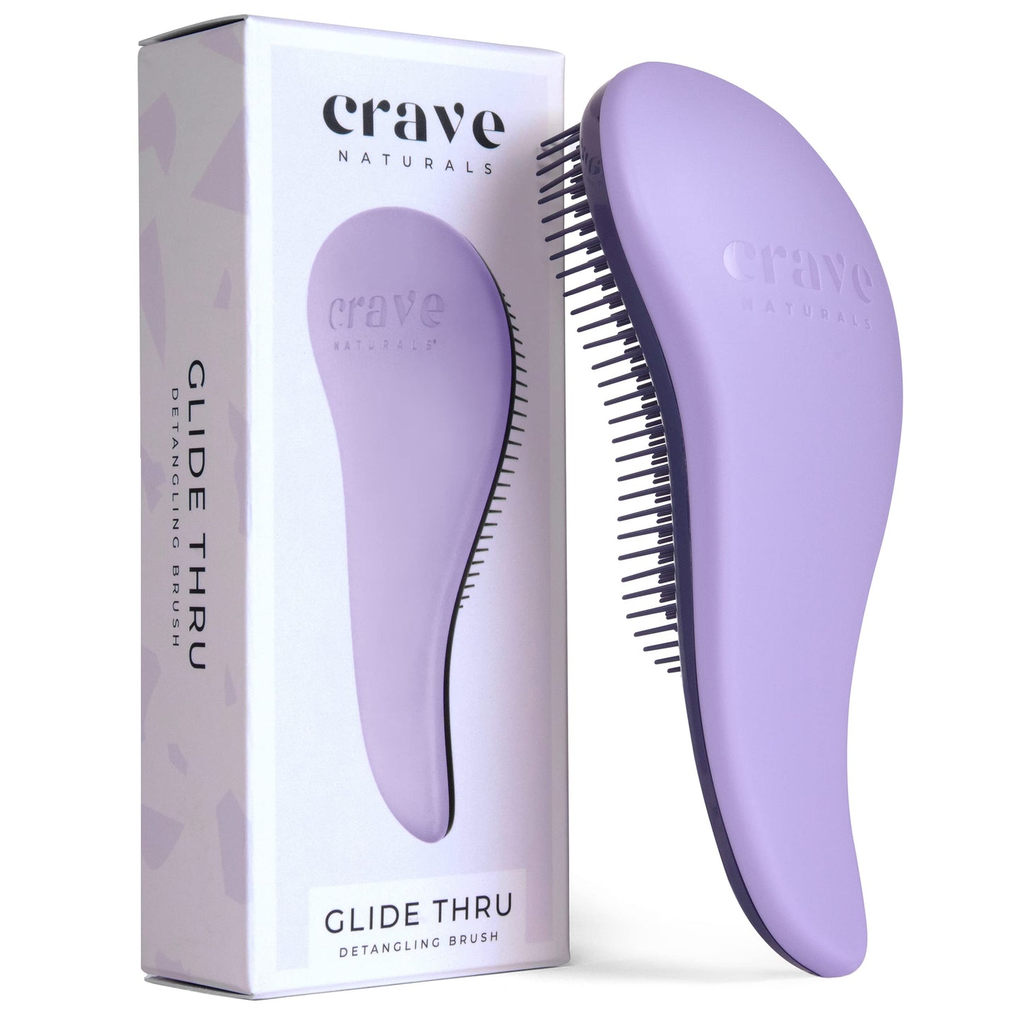 Crave Naturals Glide Thru Detangling Brush – Gentle Hair Brush for Wet or Dry Hair, Curly or Straight – For Women, Kids & Toddlers, Purple, 7.5x3"