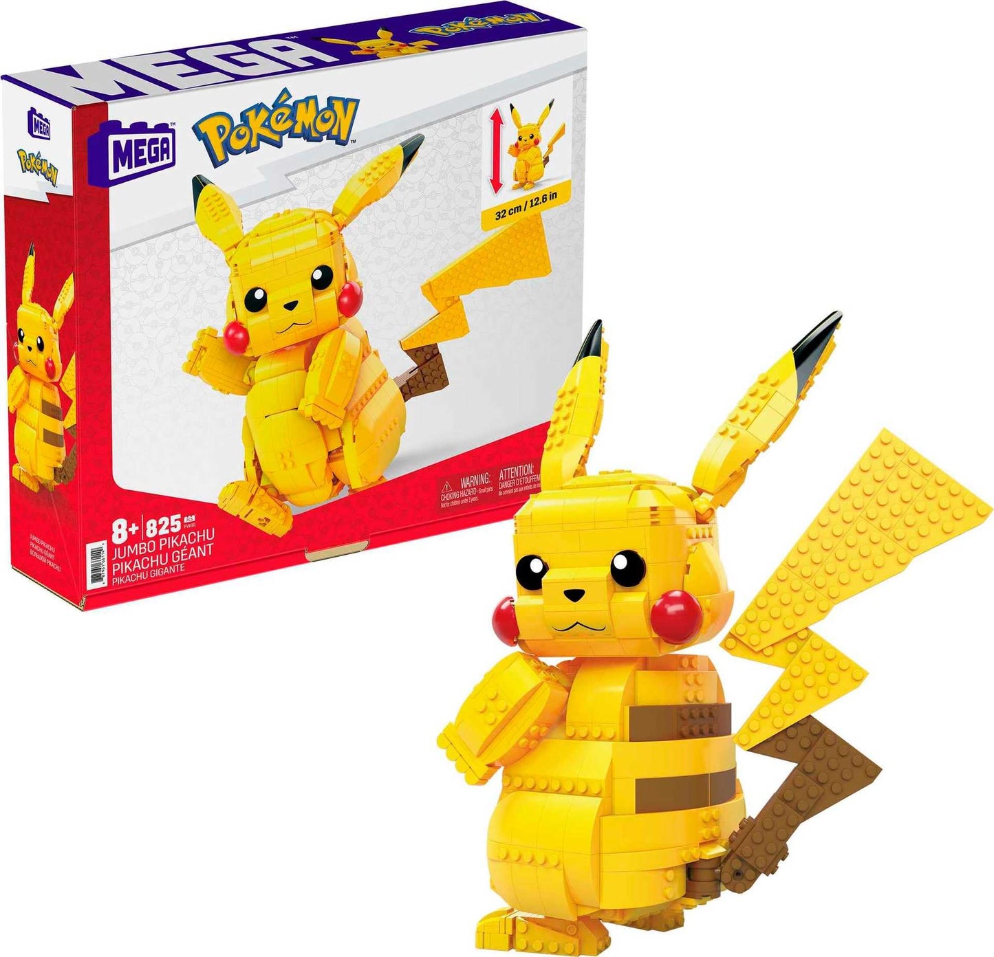 MEGA Pokémon Building Toys Set Jumbo Pikachu with 806 Pieces, Articulated and Poseable, 12 Inches Tall, for Kids