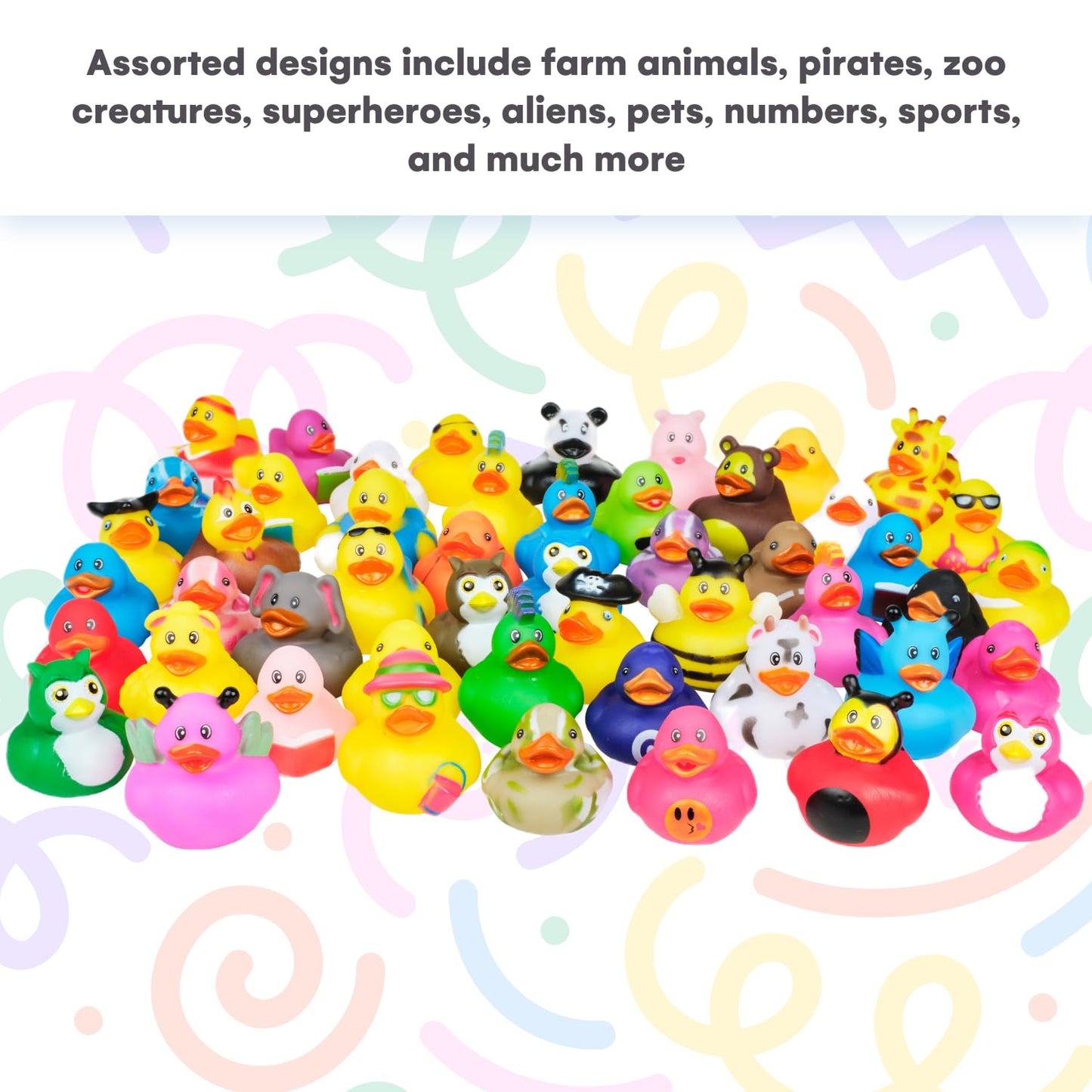 Kicko 2 inches Assorted Rubber Ducks in Bulk - 25 Pack - Ducking Jeeps for Kids
