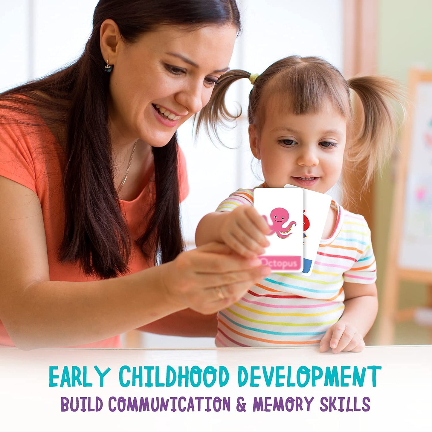 Merka Toddler Flash Cards - 58 Double-Sided ABC, Numbers, Colors & Shapes Cards for Preschool Learning, Ages 1-4 Educational Fun