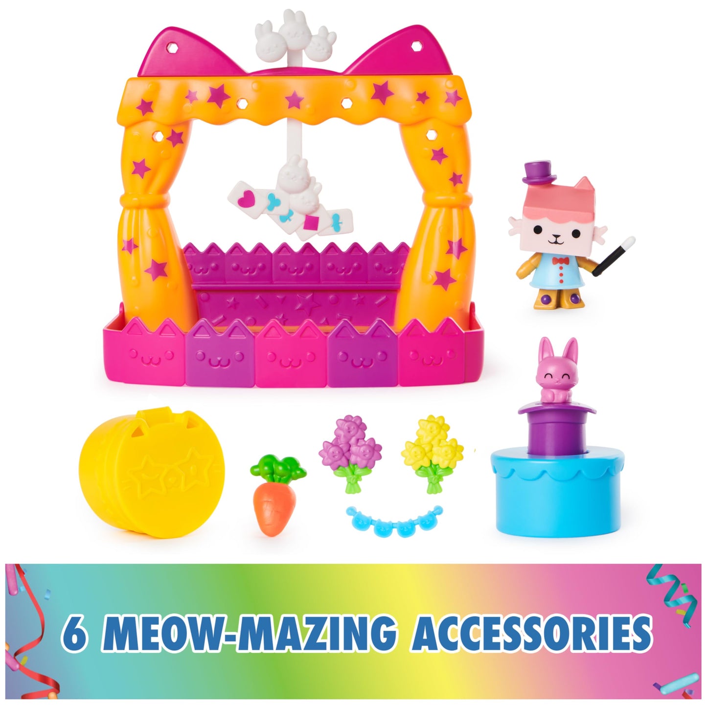 Gabby's Dollhouse, Baby Box Talent Show Balcony Playset, 8-Pcs with Toy Figures, Doll House Accessories & Sensory Play, Kids Toys for Girls & Boys 3+