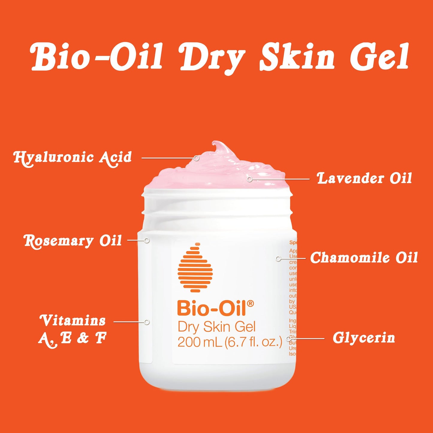 Bio-Oil Dry Skin Gel, Face and Body Moisturizer, Fast Absorbing Hydration, with Soothing Emollients and Vitamin B3, Non-Comedogenic, 6.7 Oz
