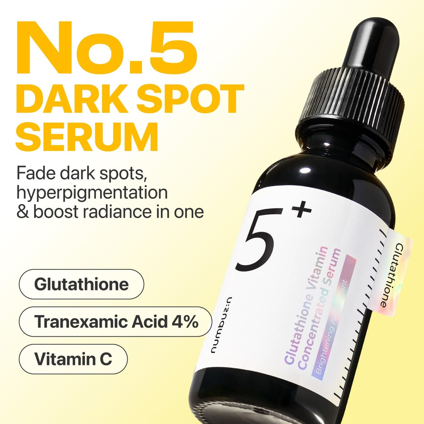 numbuzin No.5 Vitamin C & Niacinamide Serum, 1.01 fl. oz – Tranexamic Acid 4%, Glutathione for Hyperpigmentation & Sensitive Skin