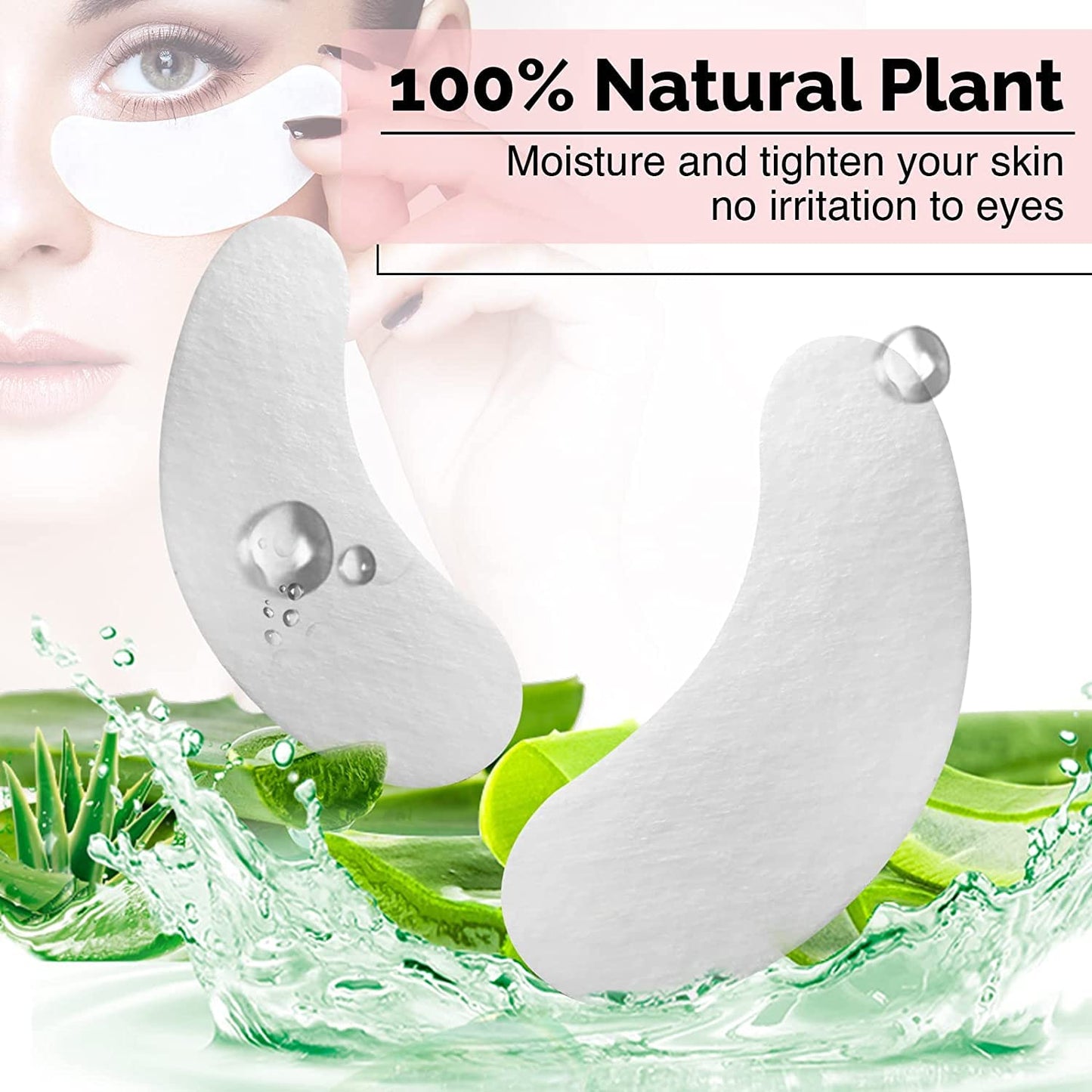 GreenLife 200 Pairs Natural Eyelash Extension Under Eye Gel Pads – Collagen & Aloe Vera Hydrogel Patches, Lash Extension Supplies