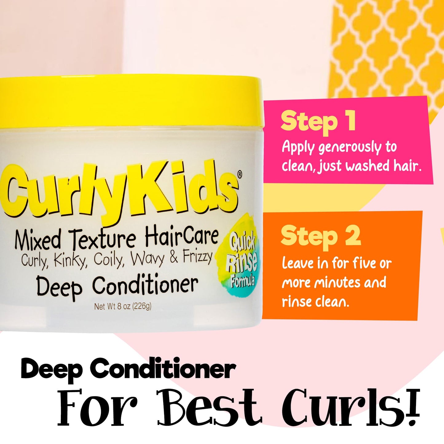 CurlyKids Hair Detangler Conditioner for Kids Kinky, Wavy & Curly Hair - Sulfate & Paraben Free Hair Care Formula - 8oz