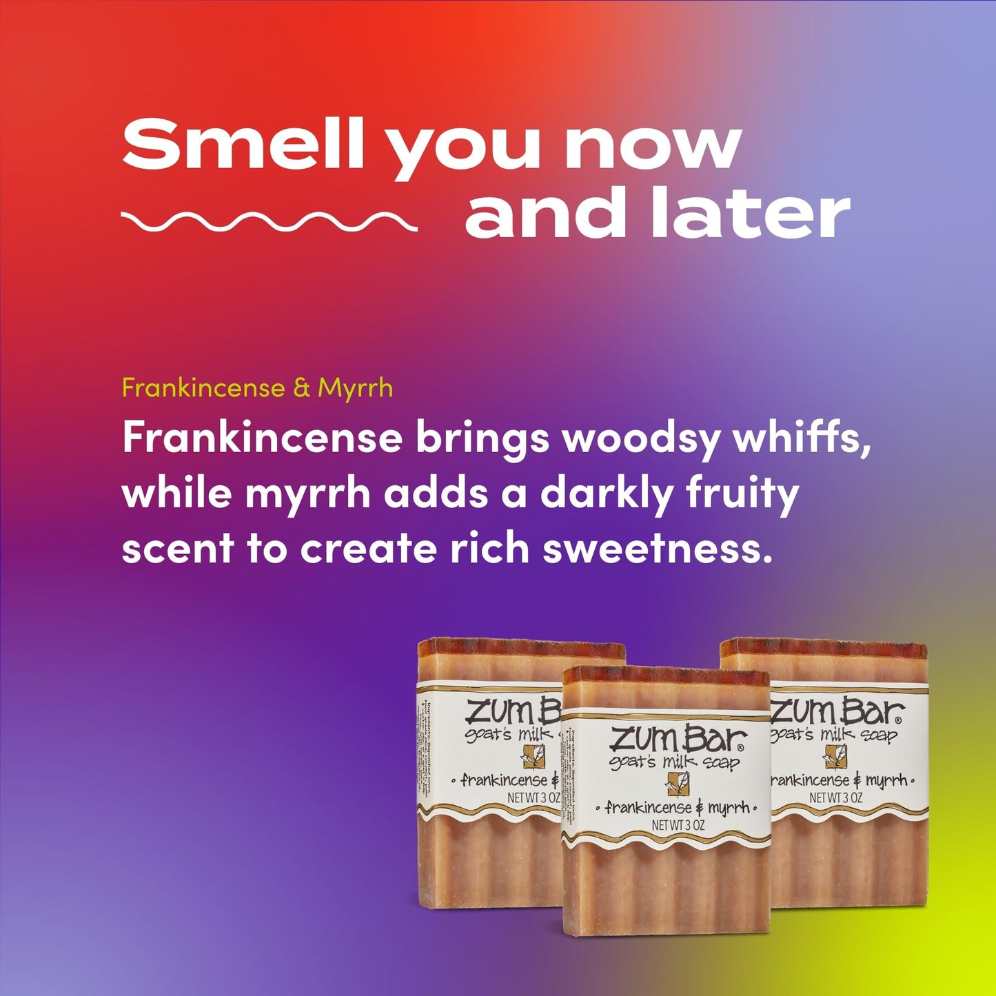 Indigo Wild Zum Goat's Milk Soap Bar - Bar Soap for Hands & Body Made with Essential Oils - 3 oz - Frankincense & Myrrh (3 Pack)