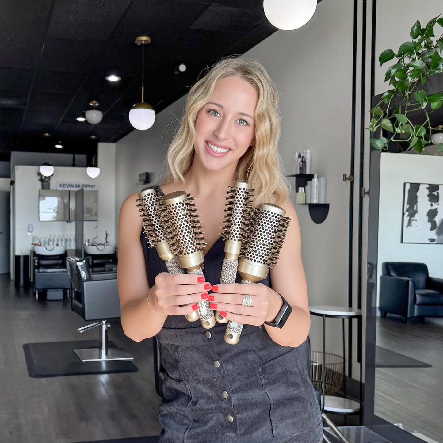 Sndyi 2.9" Nano Ceramic & Ionic Round Hair Brush with Boar Bristles – Professional Blow Dry, Curl, Straighten & Style, 1.7" Barrel