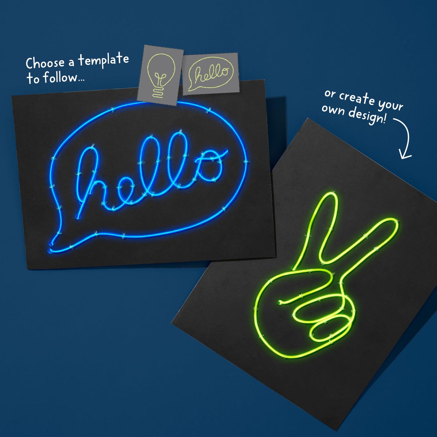 KiwiCo Light-Up Wire Art Kit – DIY Electroluminescent Signs for Kids | EL Wires, Battery Packs, Templates & Instructions Included