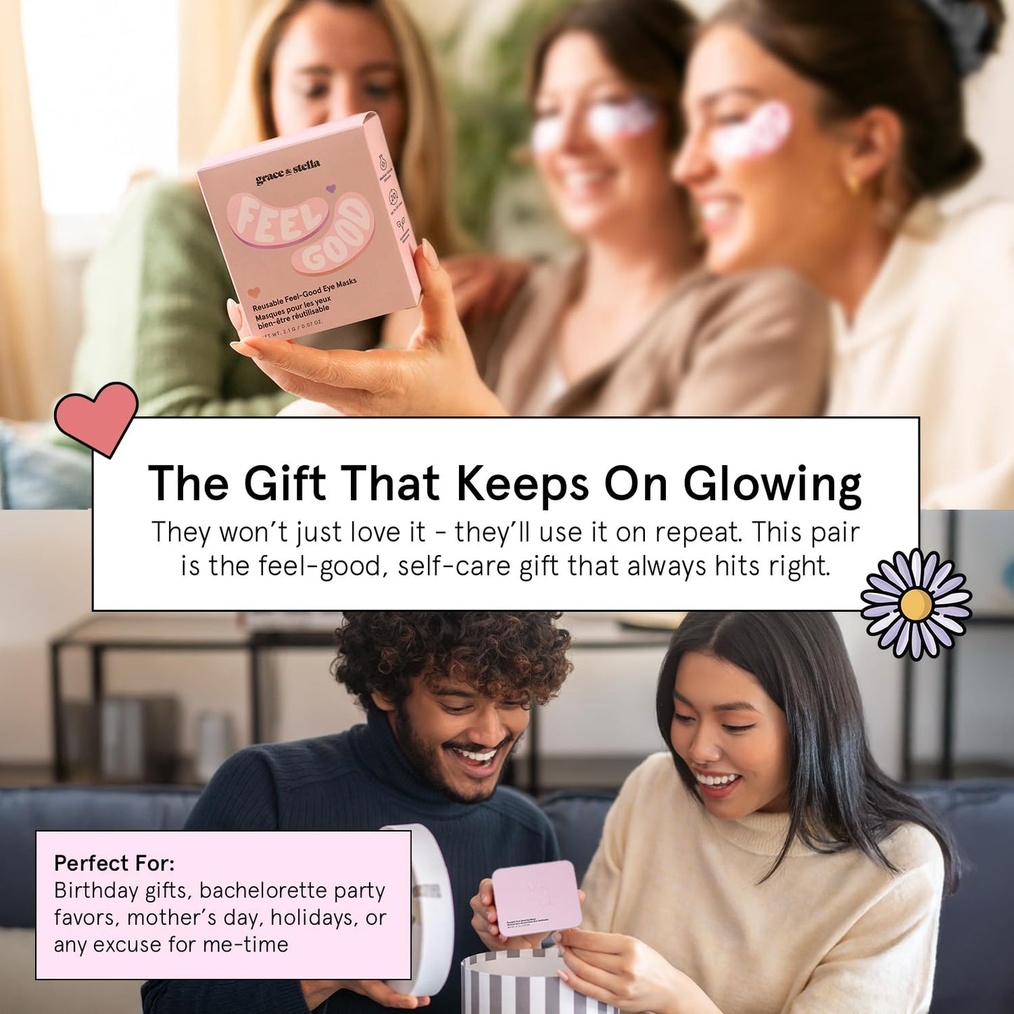 Grace & Stella Reusable Silicone Eye Patches for Dark Circles, Puffy Eyes Treatment, 1 Pair with Tin Case, Vegan & Cruelty-Free