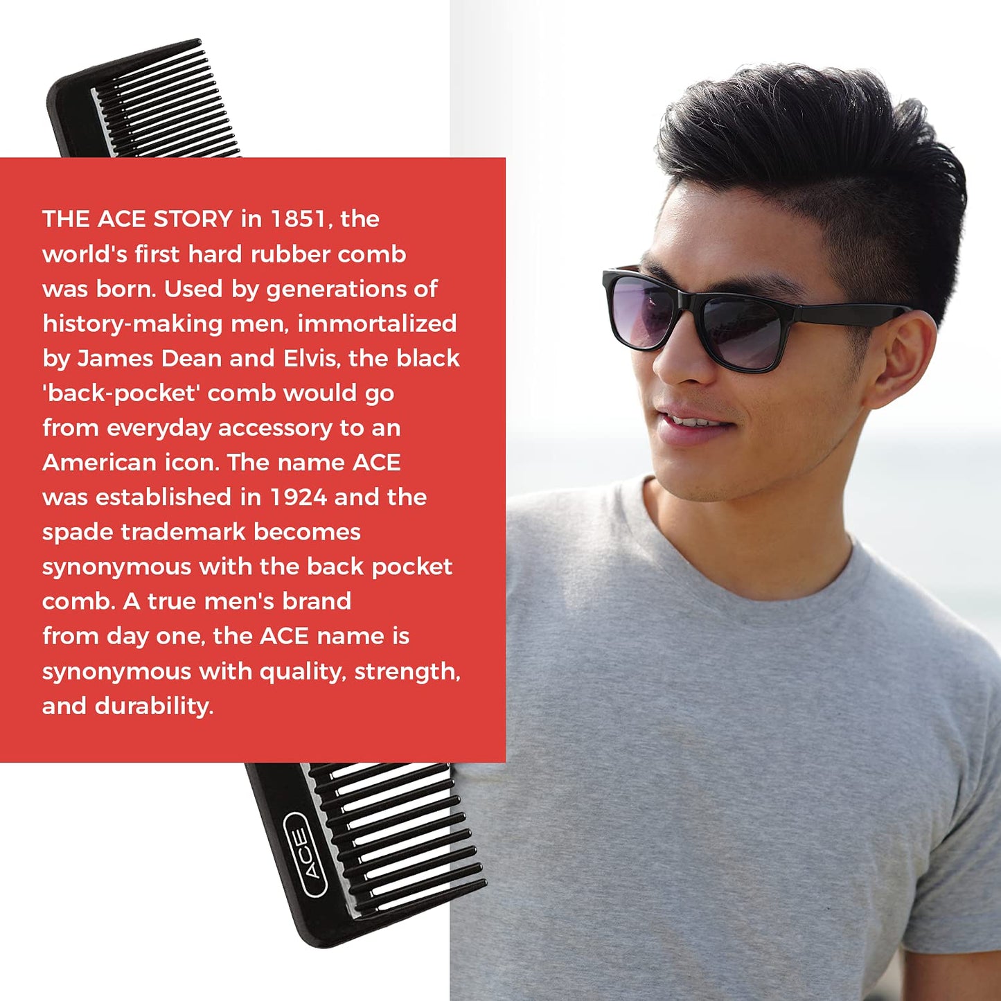 GOODY Hair Ace Dressing Hair Comb, 7.5 Inch, Black, 1 Count