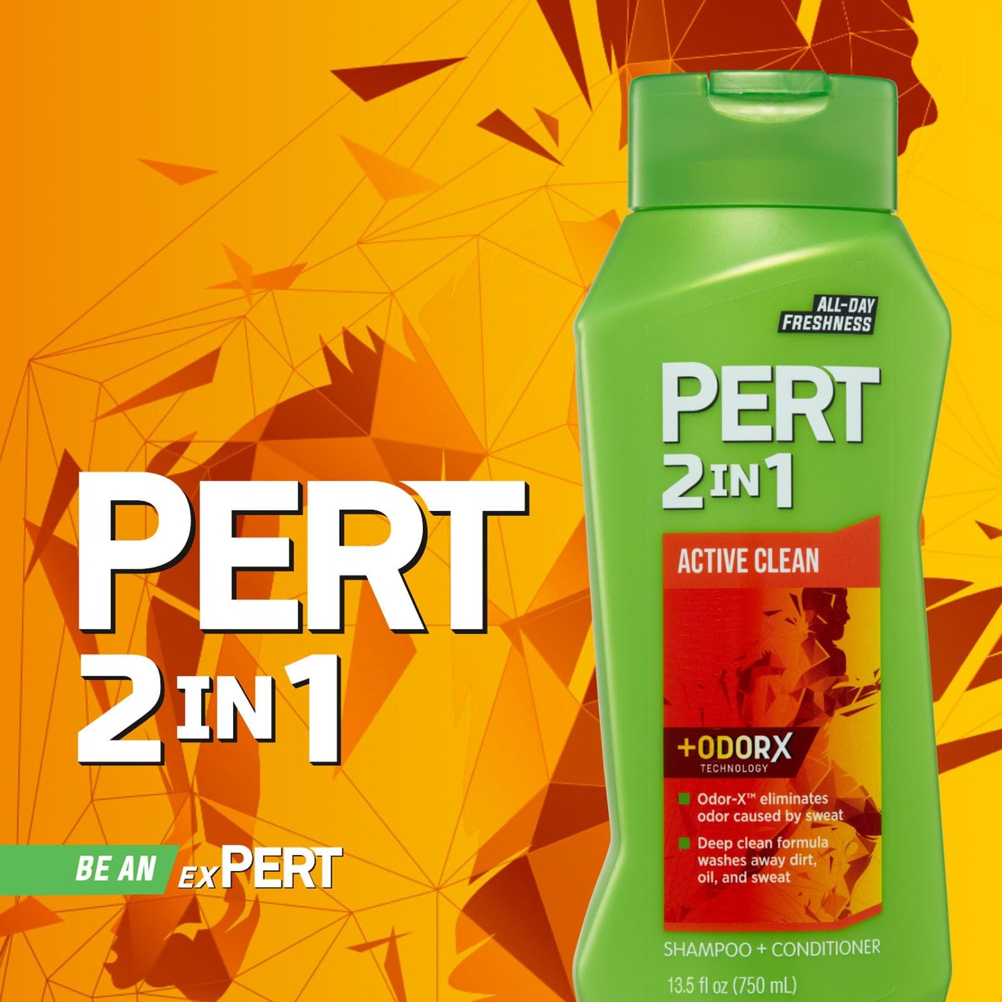 Pert 2 in 1 Active Clean Shampoo and Conditioner for Unisex - 13.5 oz Shampoo and Conditioner