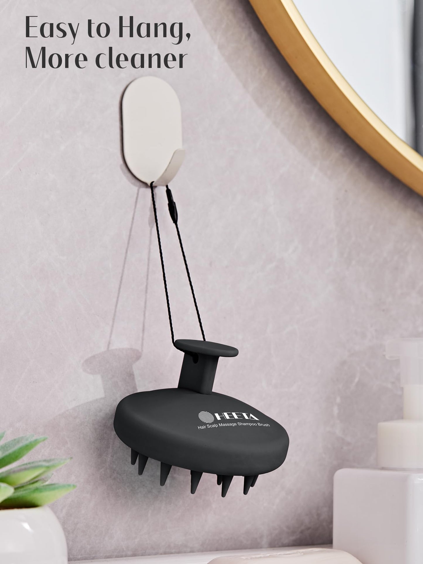 HEETA Scalp Massager Shampoo Brush – Soft Silicone Scalp Scrubber for Hair Growth, Dandruff Removal & Relaxation, Wet & Dry Hair Use, Black