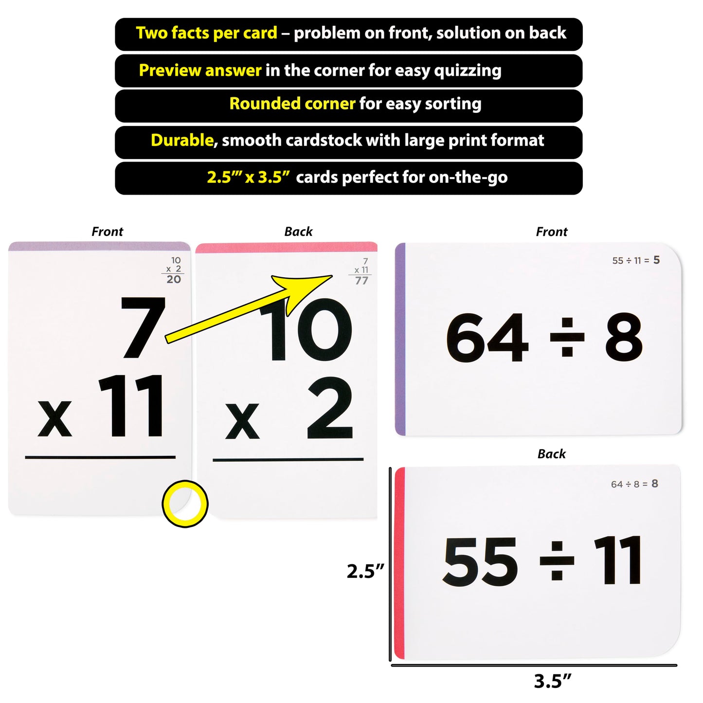Award-Winning Math Flash Cards – 152 Multiplication & Division Facts 1–12 with Visuals, Word Problems & Games for Grades 2–6