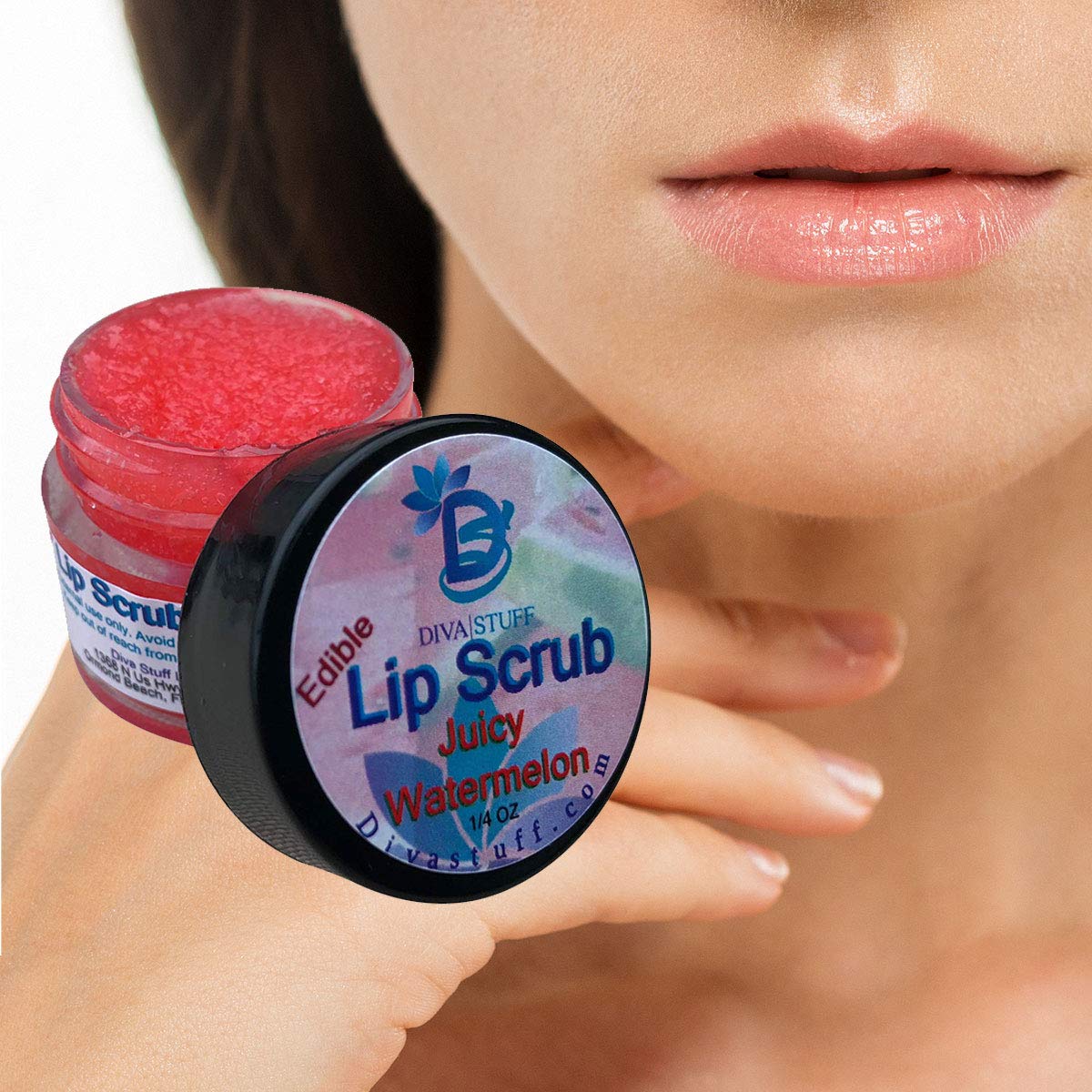 Diva Stuff Ultra Hydrating Lip Scrub for Soft Lips, Gentle Exfoliation, Moisturizer & Conditioner, Juicy Watermelon – ¼ oz (Made in the USA)