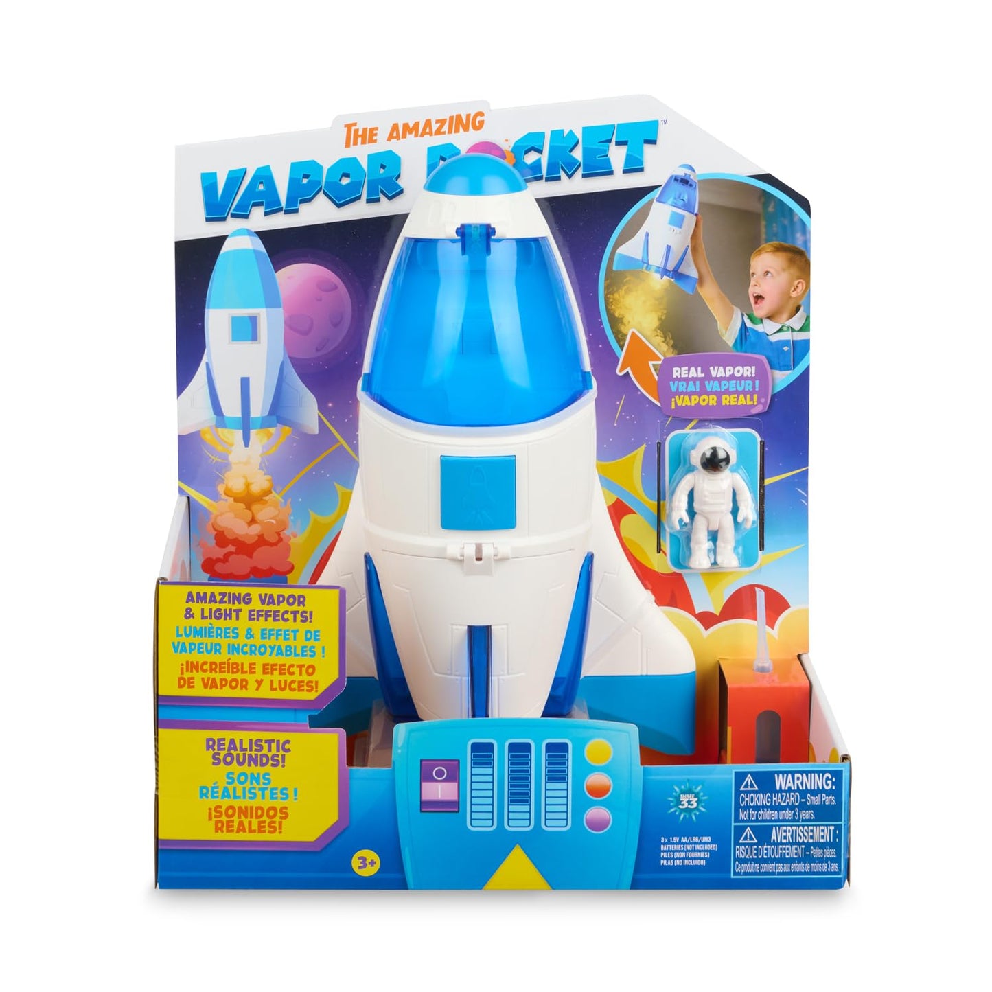 EnergX Amazing Vapor Rocket with Astronaut Action Figure, Blasts Off with Vapor Effects, Lights & Sounds (Ages 3+)