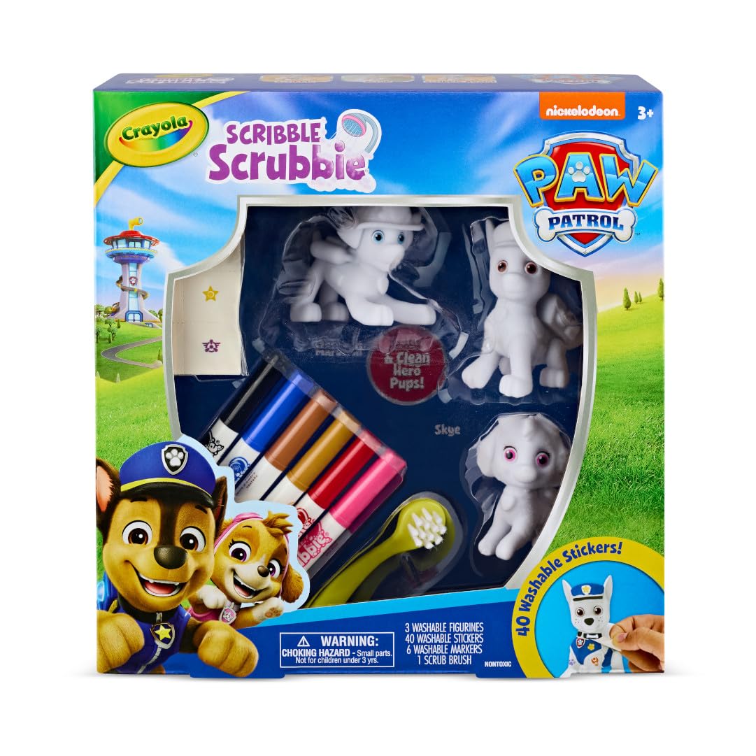 Crayola Scribble Scrubbie PAW Patrol Figurine Playset, Customizable PAW Patrol Toys & Gifts for Toddlers, Reusable Coloring Activity, Ages 3+