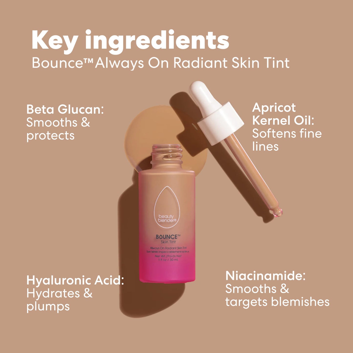 Beautyblender Always-On Radiant Skin Tint – Medium 1, 12-Hour Wear, Breathable Serum Foundation with Hyaluronic Acid & Niacinamide