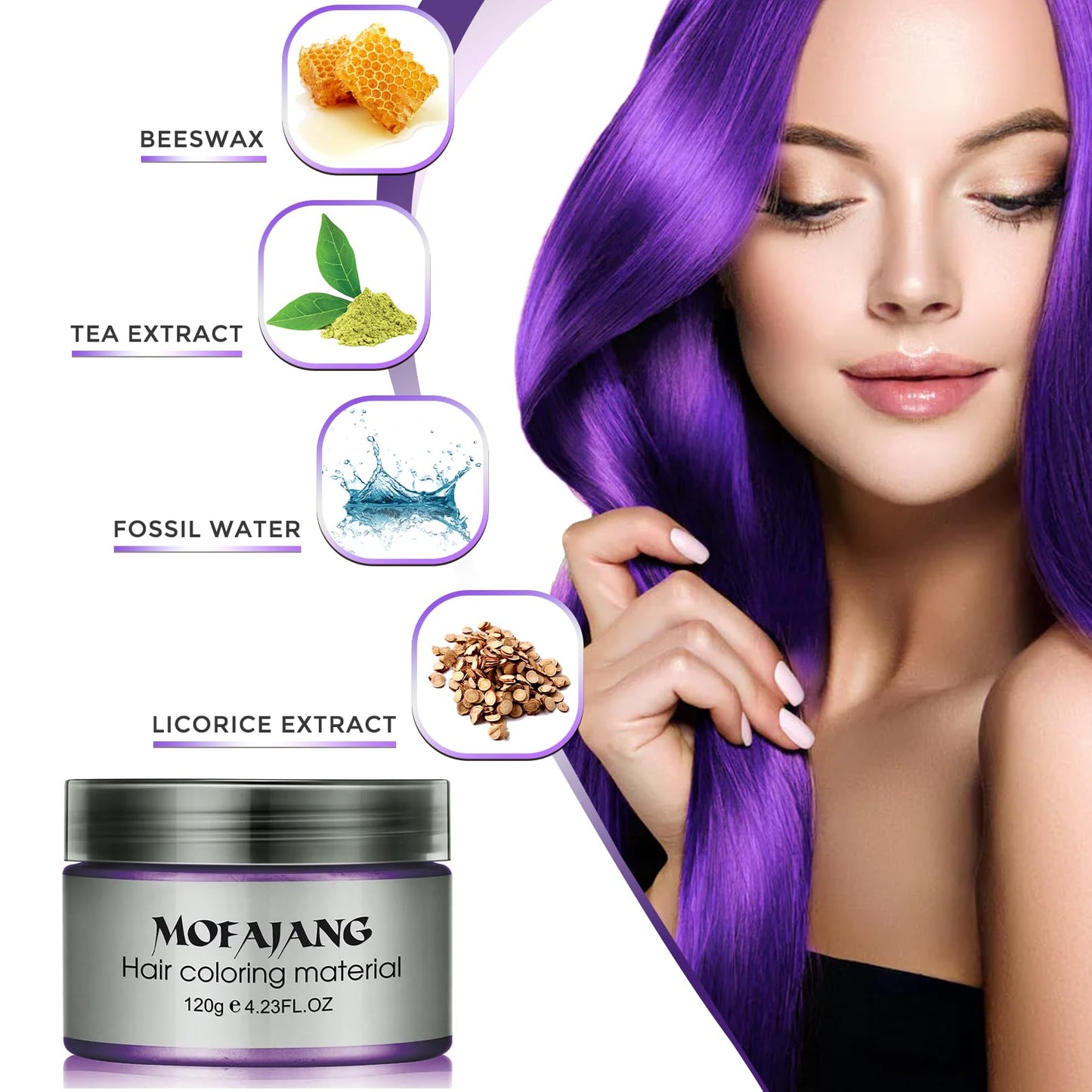 SOVONCARE Purple Hair Color Wax 4.23 oz – Temporary Washable Hair Dye for Men & Women | Strong Hold Styling Clay for Party, Cosplay & Daily Use