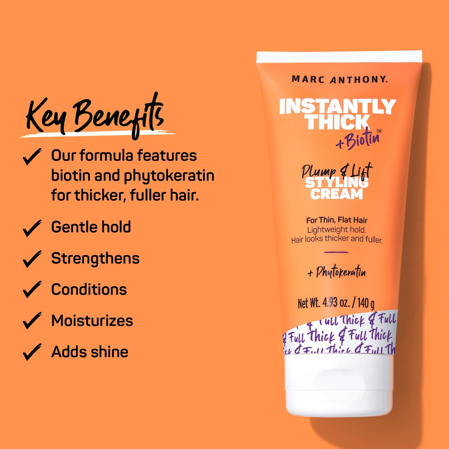 Marc Anthony Instantly Thickening Hair Cream with Biotin & Vitamin E – Lightweight Styling Cream for Fuller, Volumized, Thicker-Looking Hair