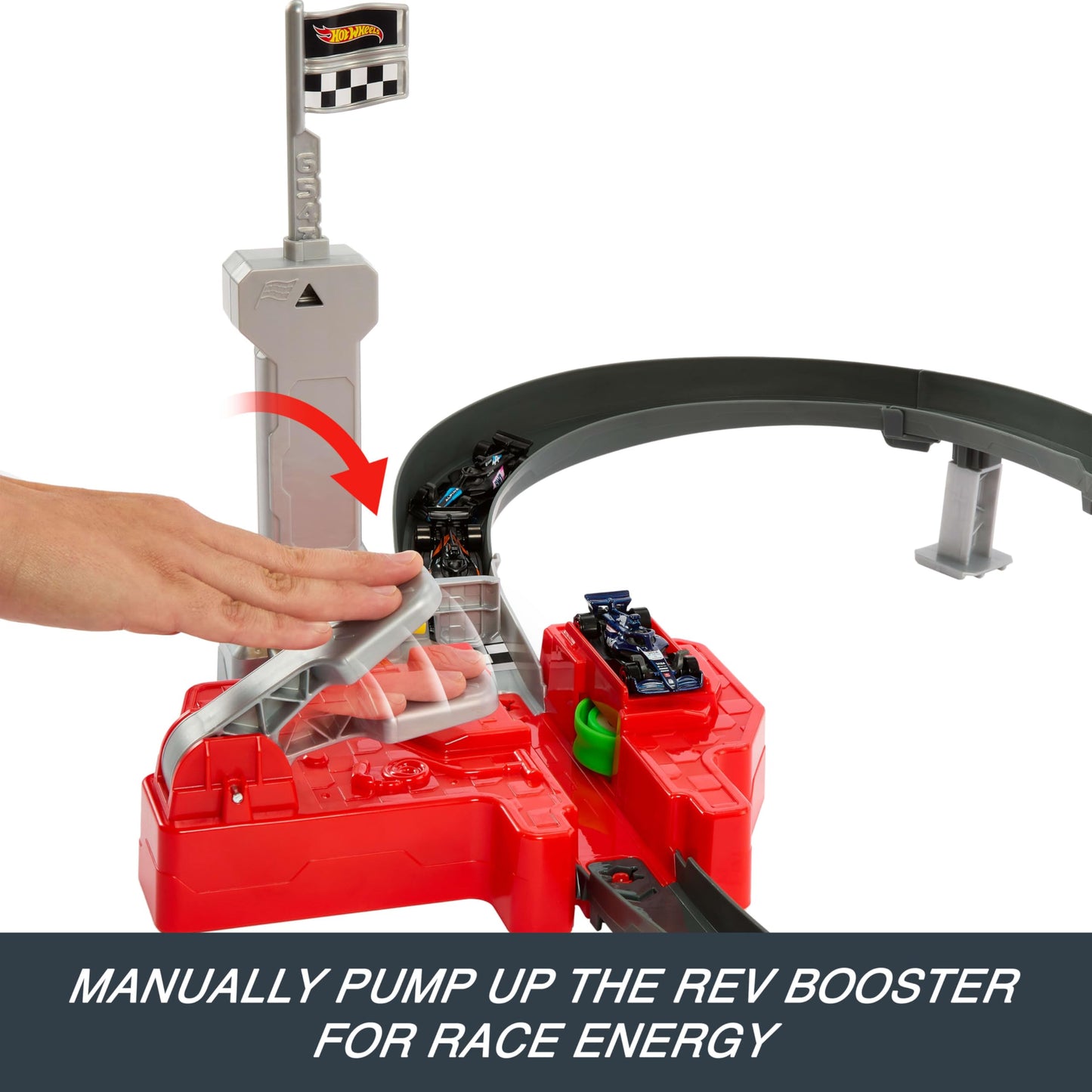 Hot Wheels Toy Car Track Set, 3 Formula 1 Die-Cast Vehicles in 1:64 Scale: McLaren F1 Team, Alpine & VCARB, Sprint Race Circuit (Teams May Vary)