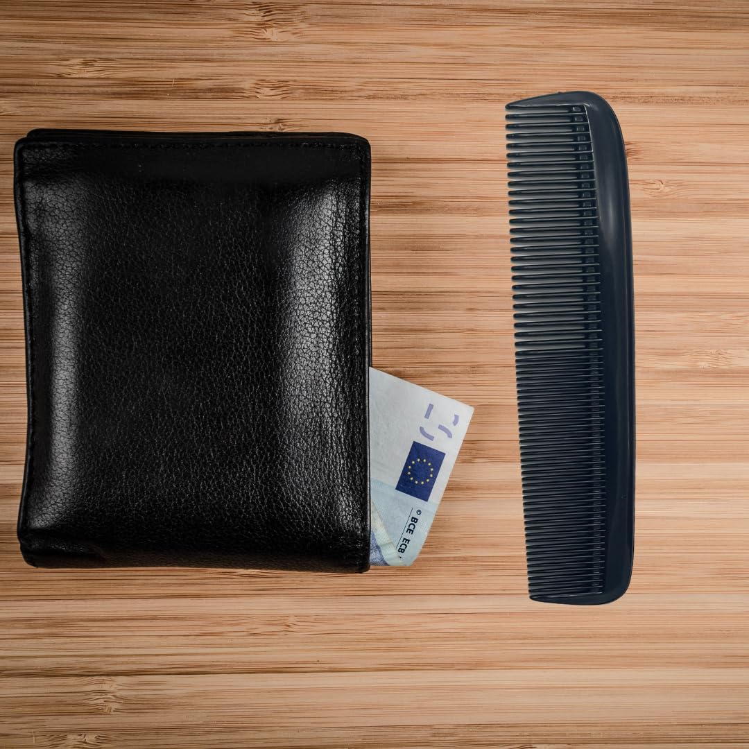 GENTS 5-Pack Pocket Combs for Men – Black Unbreakable Round Teeth Beard, Mustache & Hair Combs | Fine & Coarse Teeth, Travel-Friendly Grooming Set