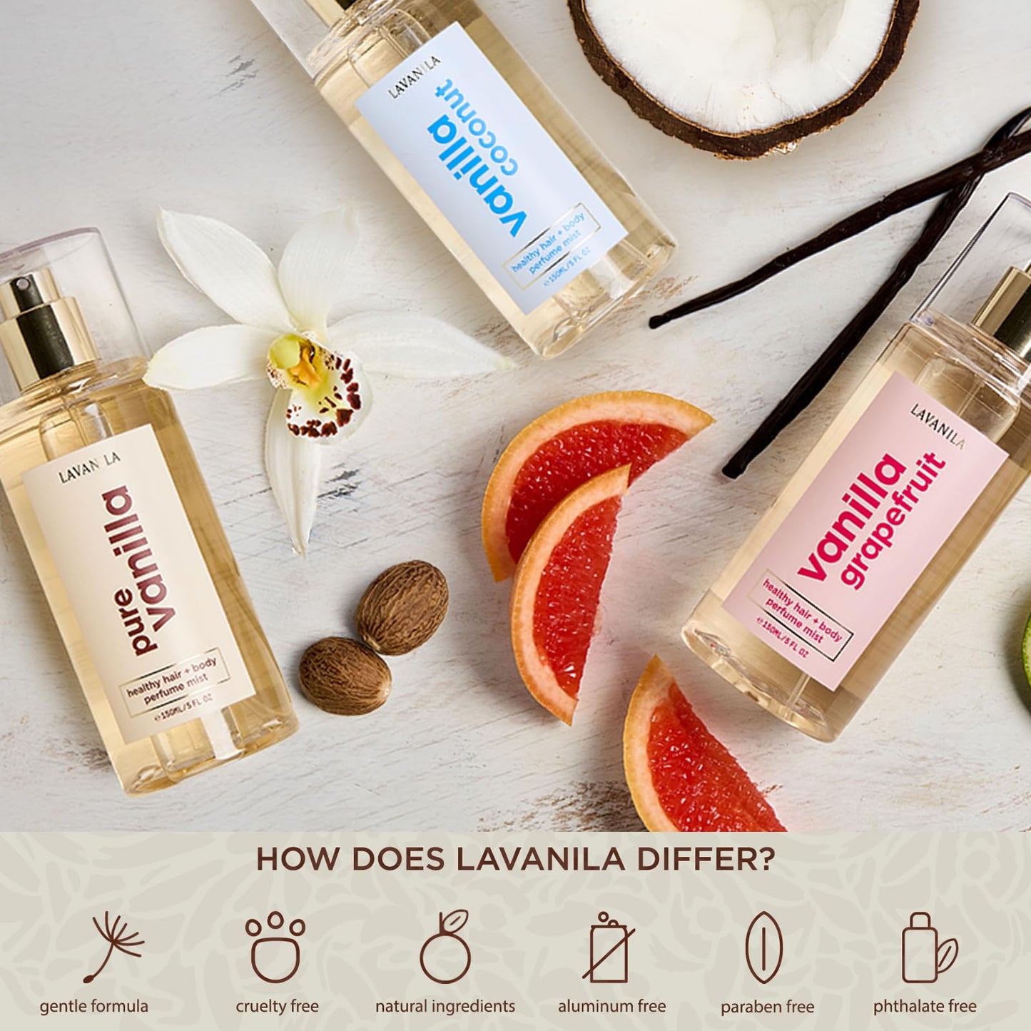 Lavanila Pure Vanilla Hair & Body Perfume Mist 5 Fl Oz | Sweet Warm Scent with Jojoba Oil, Madagascar Vanilla, Tonka Bean & Heliotrope